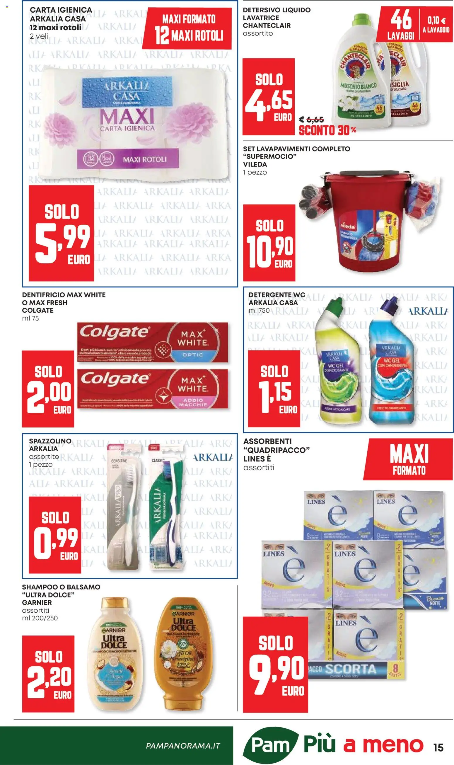 Volantino Panorama del 26.02.2026 | Pagina: 15 | Prodotti: Balsamo, Detergente, Candeggina, WC