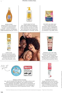 ISANA Nachtcreme Gold Brilliance, In der „Nachtcreme Gold Brilliance“ helfen Inhaltsstoffe wie Gelee Royal und REFORCYL®, die Hautelastizität nachweislich zu verbessern. Von ISANA, 50 ml ab 01.10.2025 gültig | Seite: 56 | Produkte: Peeling, Salz, Serum, Zitronen