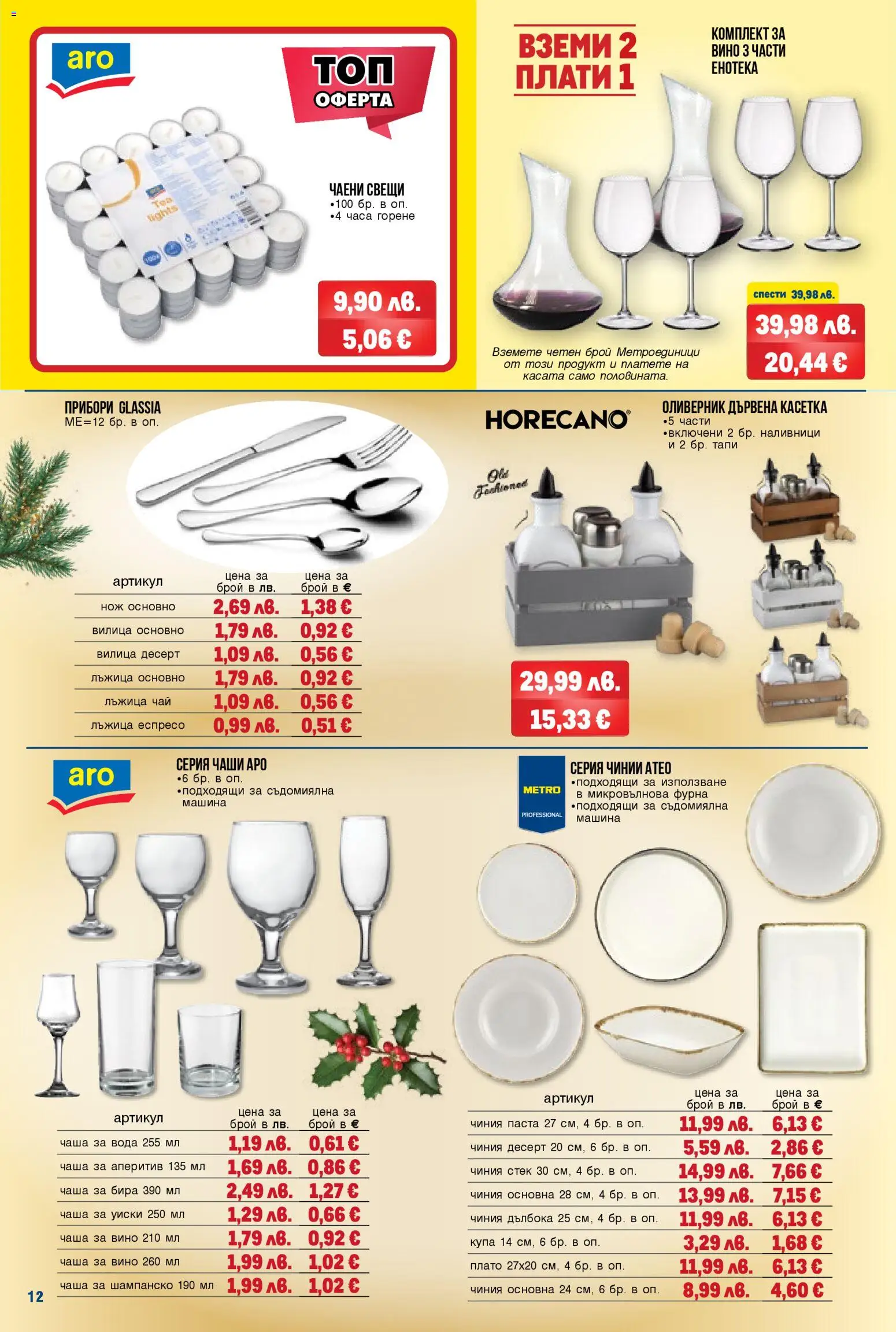 {H1} | Страница: 12 | Продукти: Прибори, Чай, Вода, Бира