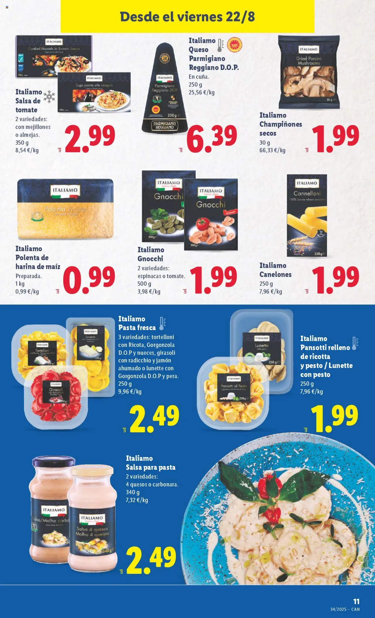 Lidl - Canarias │ válido desde el 18.08.2025 | Página: 29 | Productos: Jamón, Pasta, Salsa de tomate, Canelones