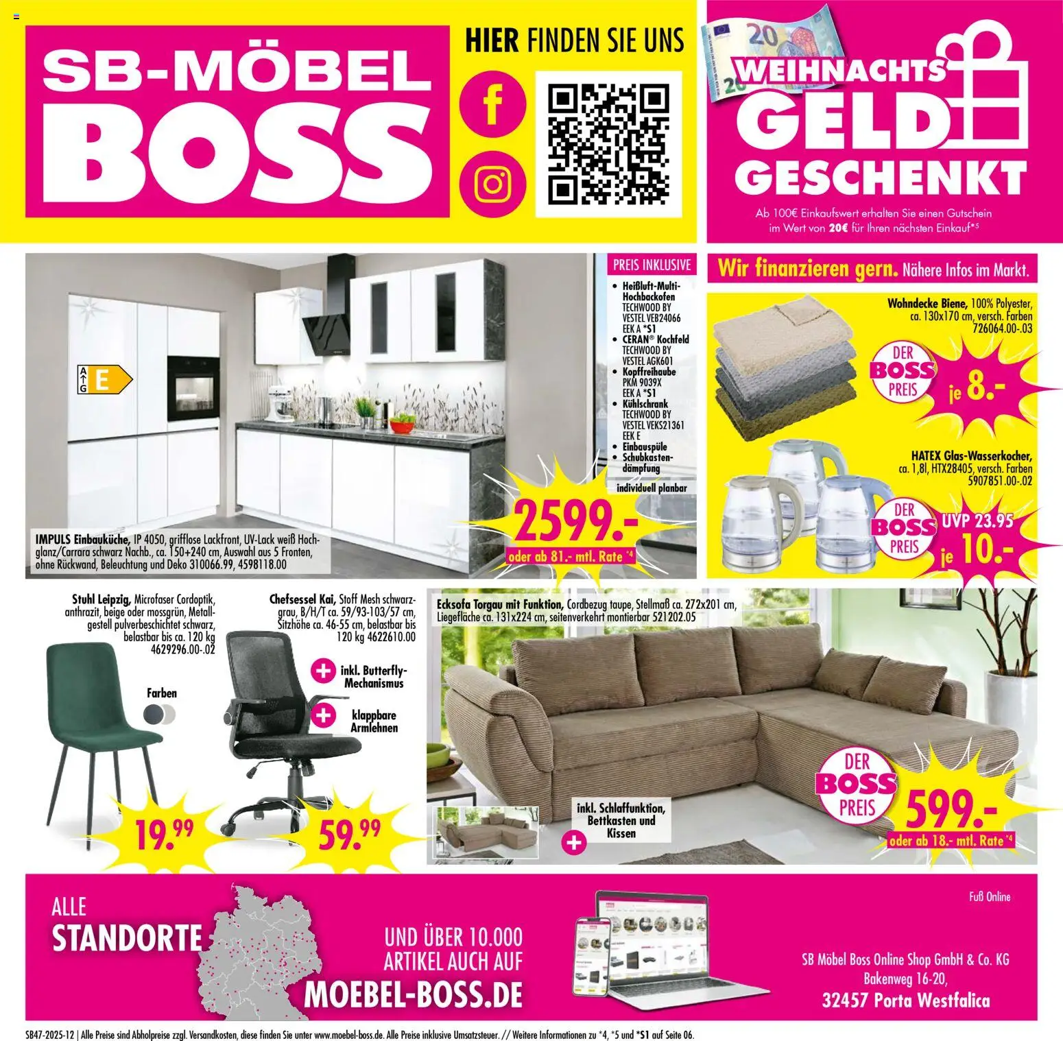 SB Möbel Boss Prospekt 	 – gültig ab 15.11.2025 | Seite: 12 | Produkte: Kissen, Stuhl, Kühlschrank, Chefsessel