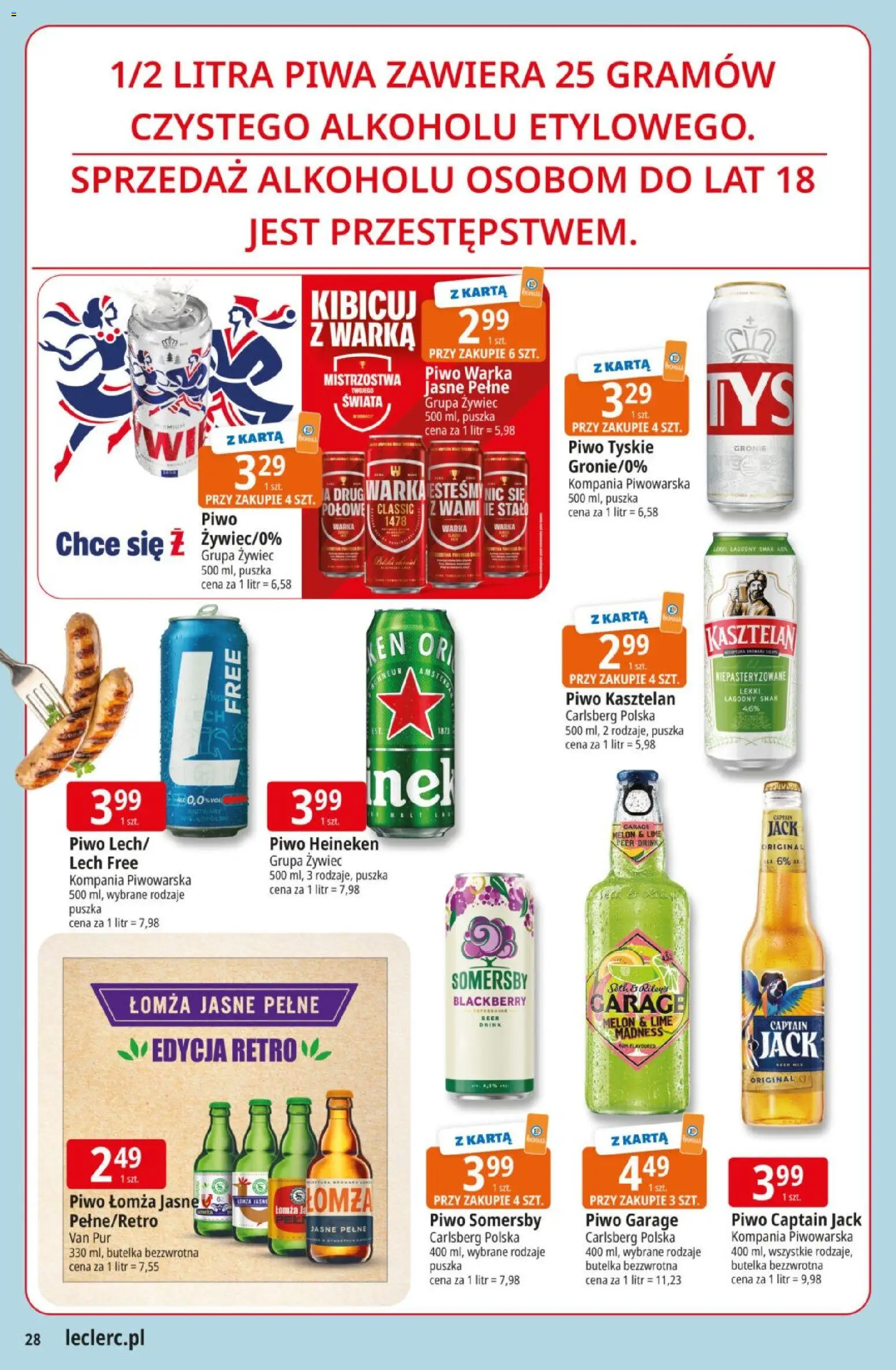 E.Leclerc gazetka od 21.04.2026 | Strona: 28 | Produkty: Melon, Warka, Somersby, Heineken