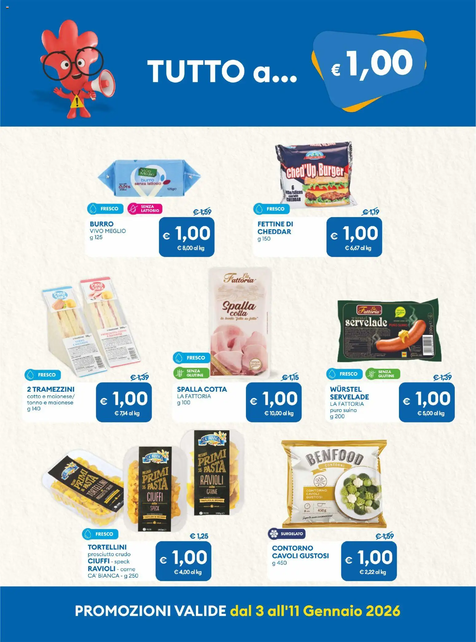 Volantino MD Discount del 03.01.2026 | Pagina: 3 | Prodotti: Speck, Pasta, Wurstel, Tonno