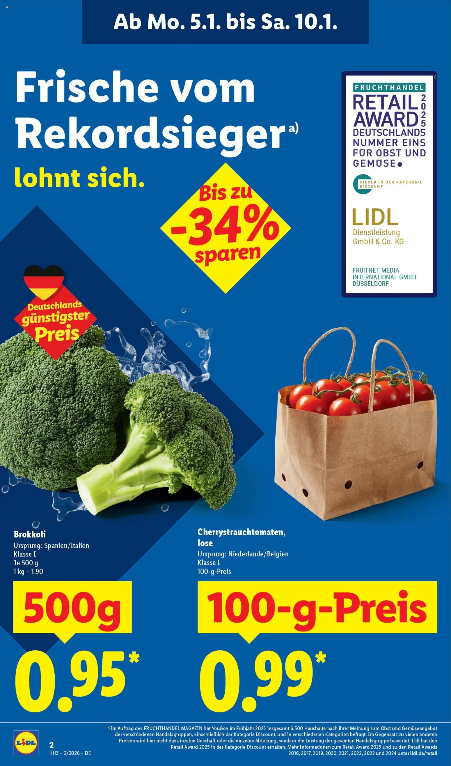 Lidl Prospekt Uffenheim – gültig ab 05.01.2026 | Seite: 4 | Produkte: Obst, Brokkoli