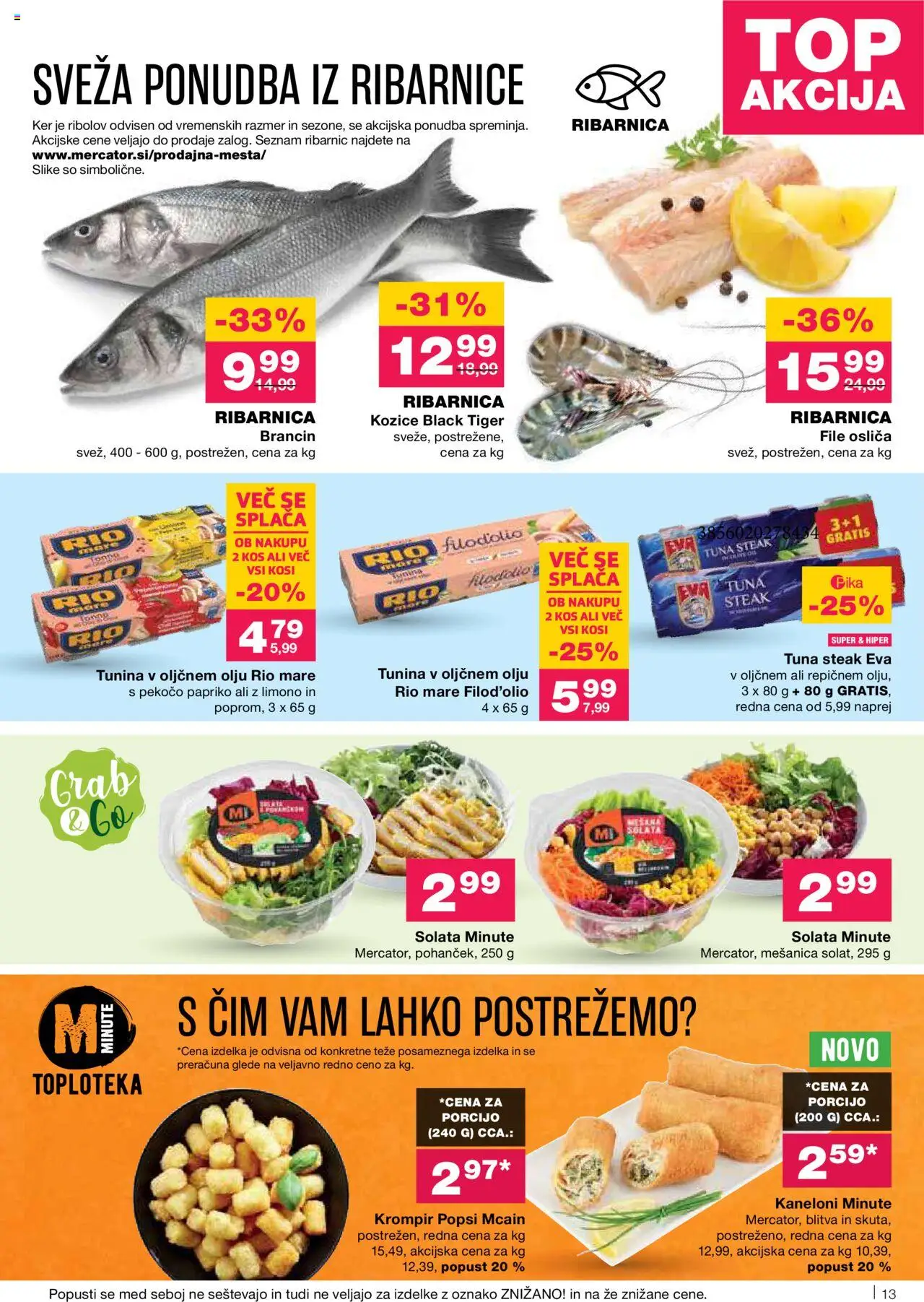 Mercator katalog │ velja od 07.08.2025 | Stran: 13 | Izdelki: Kozice, Tuna, Solata, Krompir