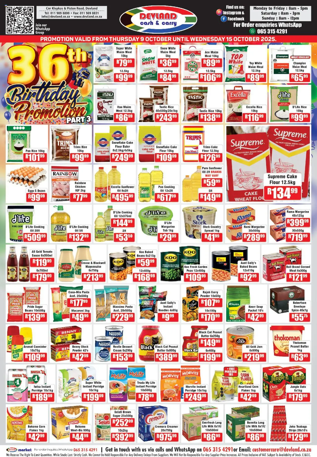 New Devland catalogue – valid from 09.10.2025 | Page: 1 | Products: Flour, Baked beans, Powder, Sugar