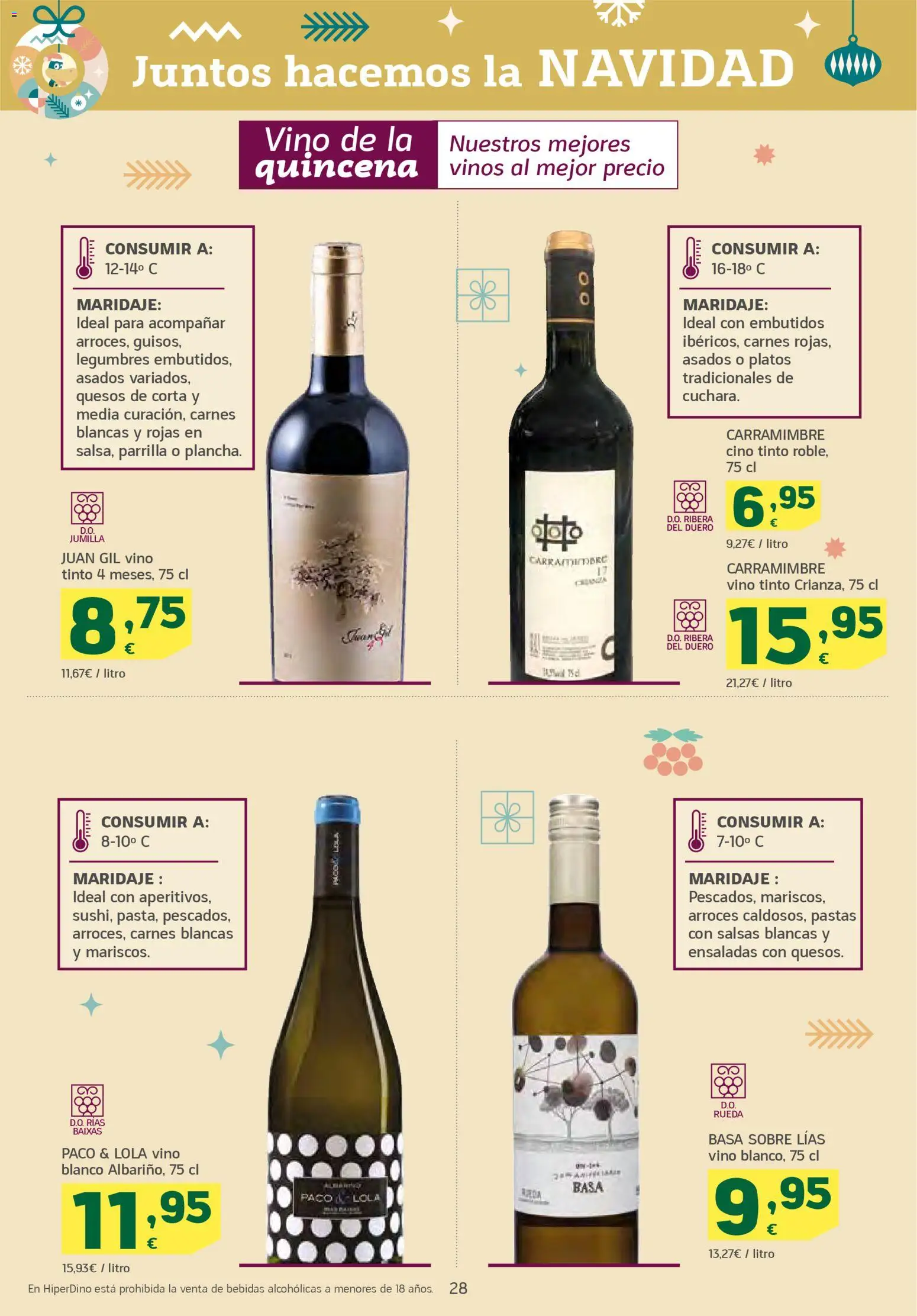 HiperDino folleto │ válido desde el 04.12.2025 | Página: 28 | Productos: Vino, Νυχτικό, Parrilla
