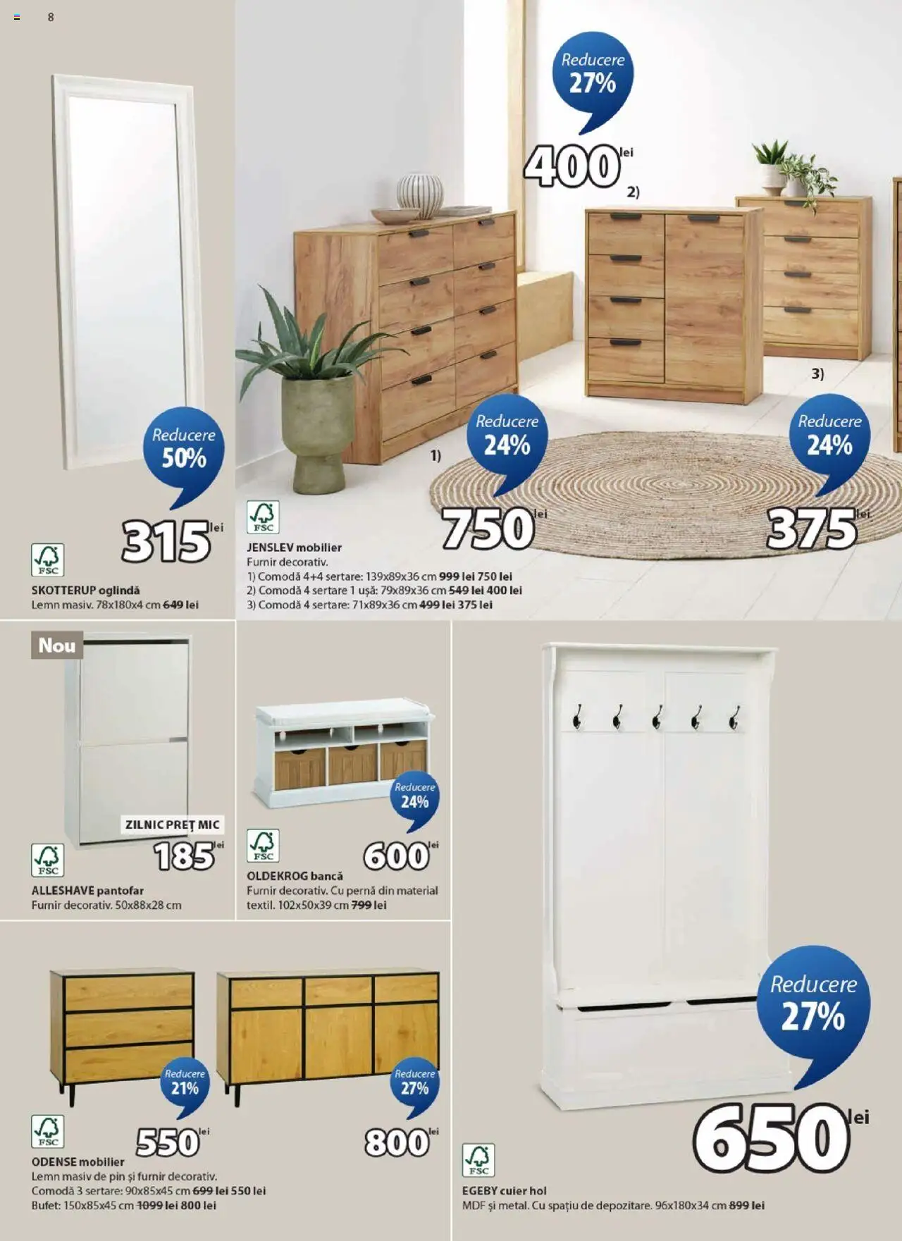 Noul catalog JYSK – valabil de la 26.09.2025 | Pagină: 8 | Produse: Pernă, Comodă, Oglindă, Ușă