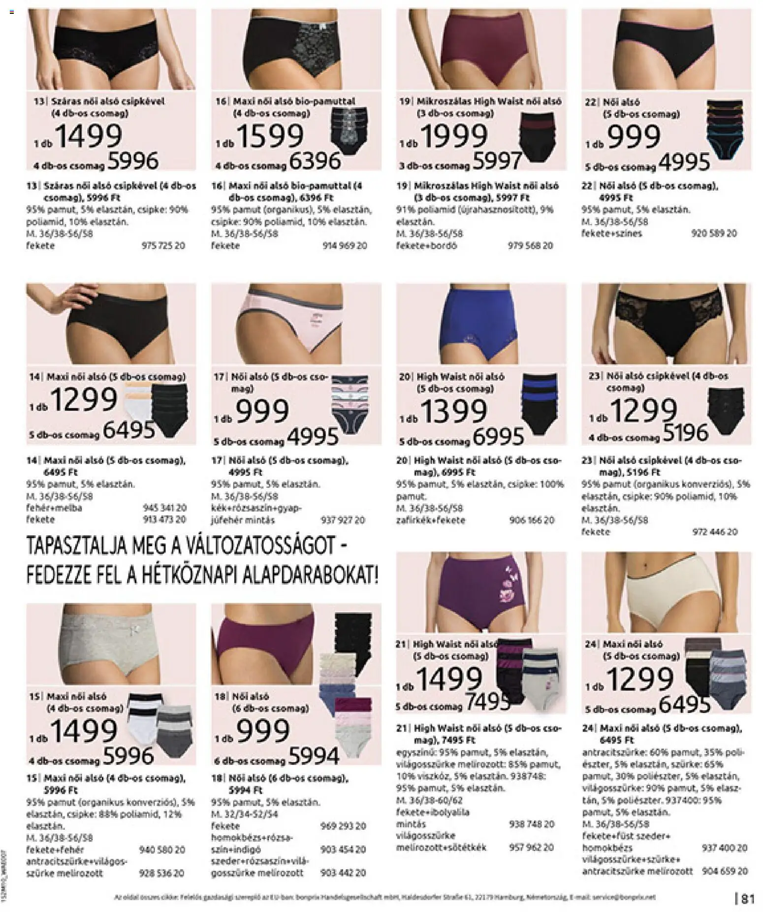 Bonprix akciós ujság - amely érvényes a következő dátumtól: 24.11.2025 | Oldal: 83 | Termékek: Női alsó, Szeder