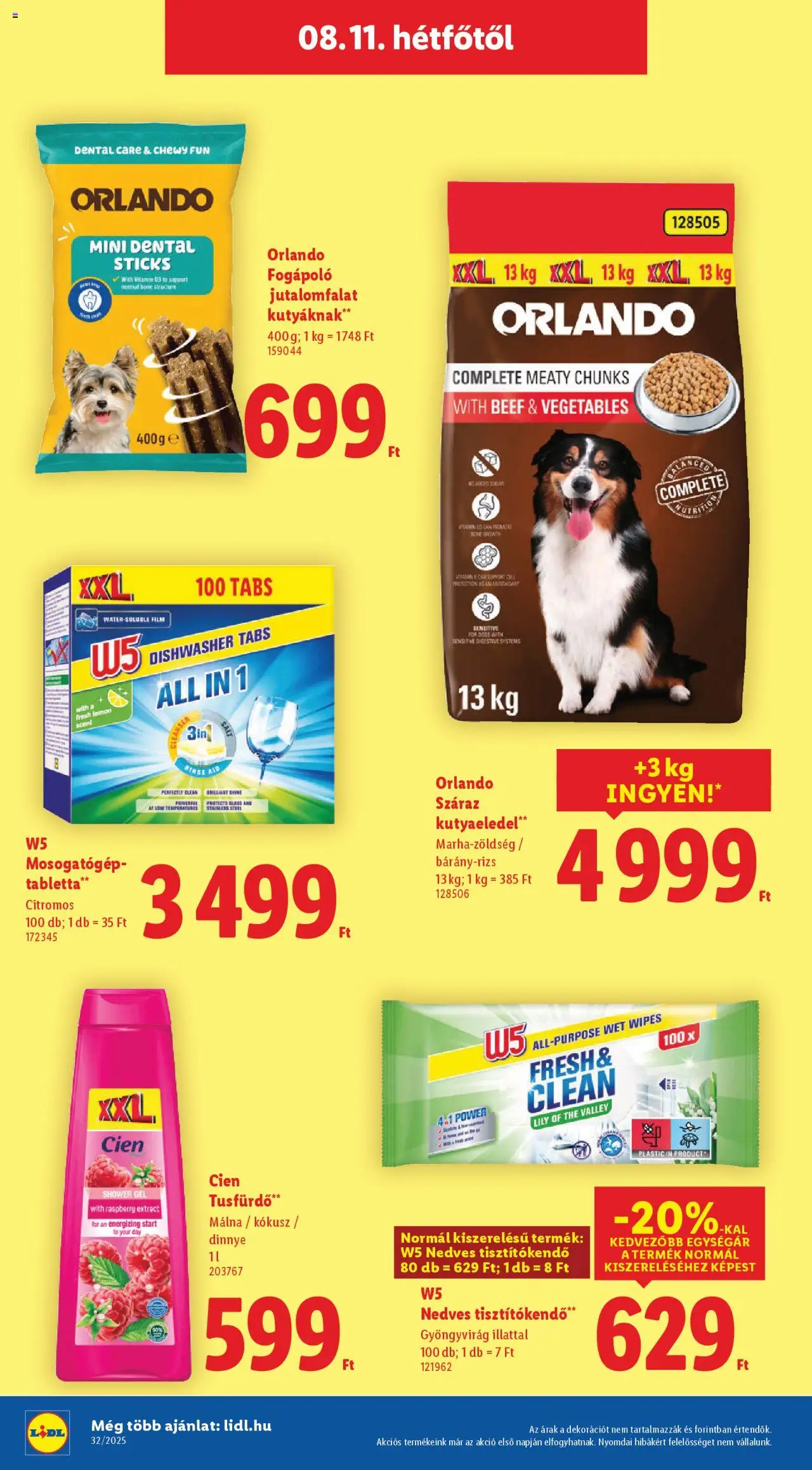 Lidl akciós ujság - amely érvényes a következő dátumtól: 07.08.2025 | Oldal: 64 | Termékek: Málna, Mosogatógép, Kutyaeledel, Tisztítókendő