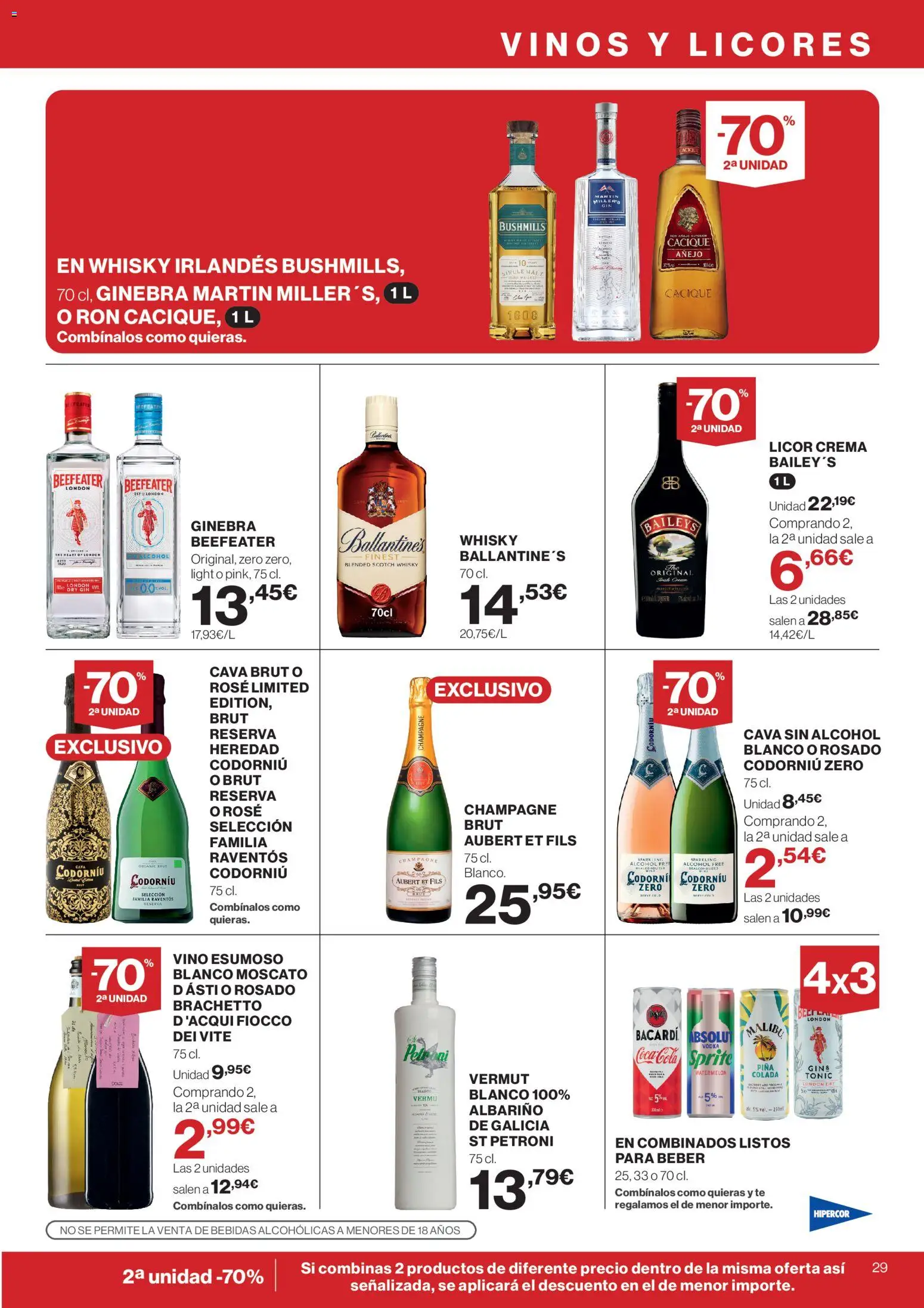 Hipercor catálogo │ válido desde el 23.04.2026 | Página: 29 | Productos: Licor, Piña, Ginebra, Té