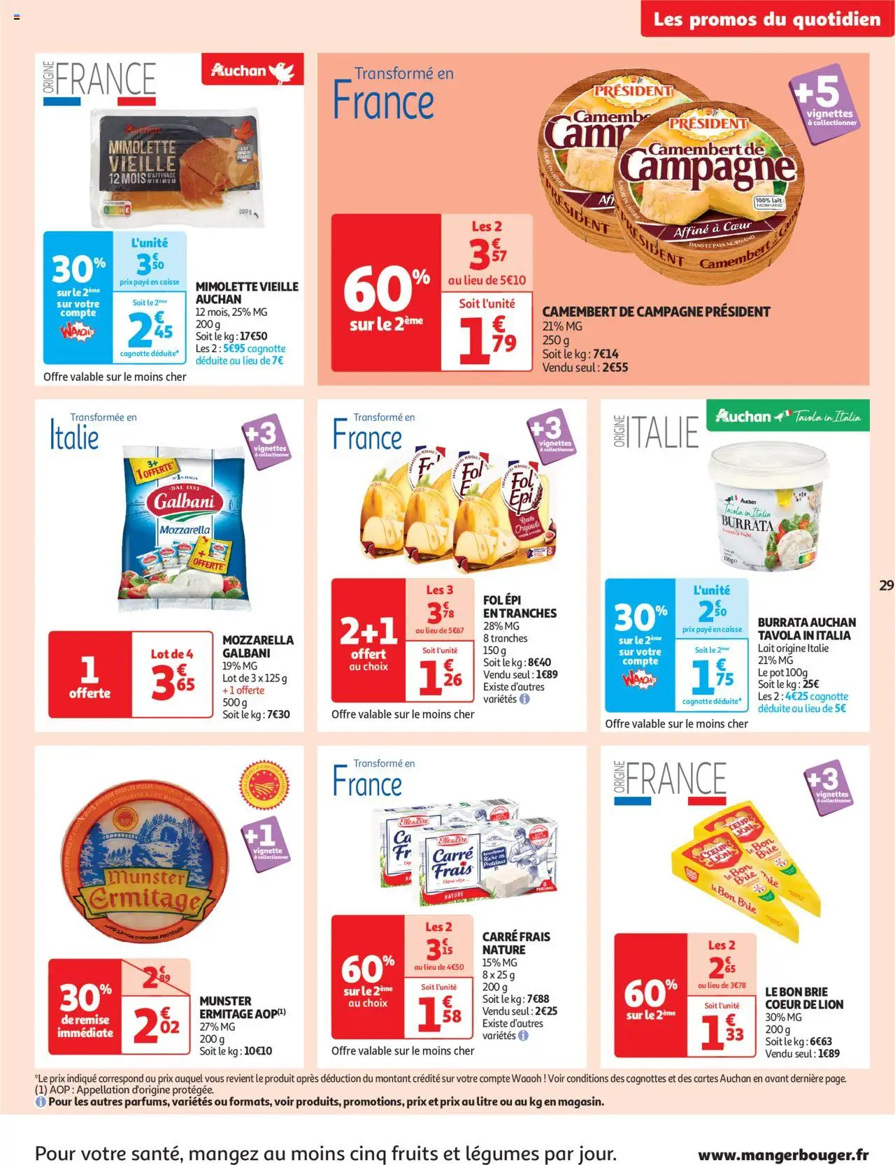  | Page: 29 | Produits: Mozzarella, Lait, Burrata, Brie