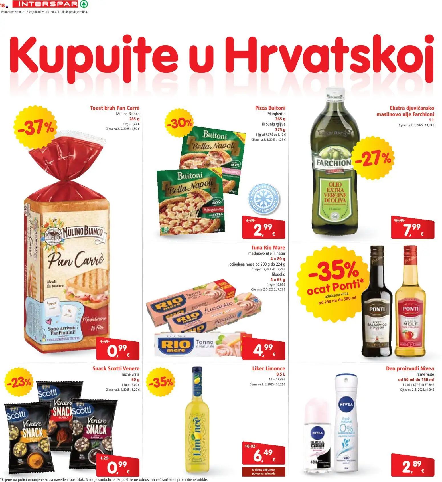 Interspar katalog | vrijedi od 29.10.2025 | Stranica: 18 | Proizvodi: Kruh, Pizza, Ocat, Tuna