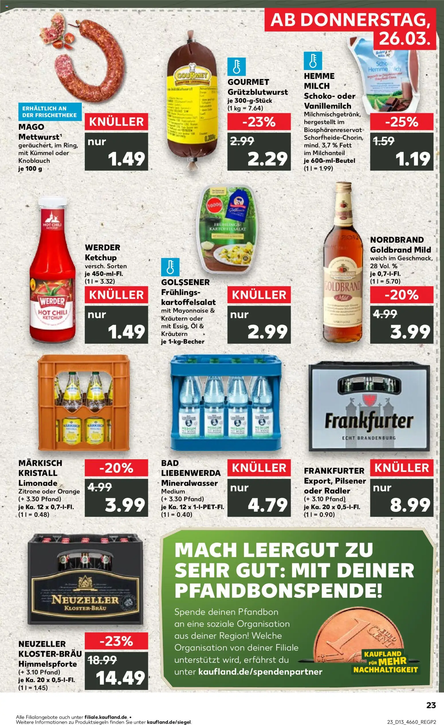 Kaufland Prospekt Frankfurt (Oder)	 – gültig ab 26.03.2026 | Seite: 23 | Produkte: Milch, Bad, Limonade, Mayonnaise
