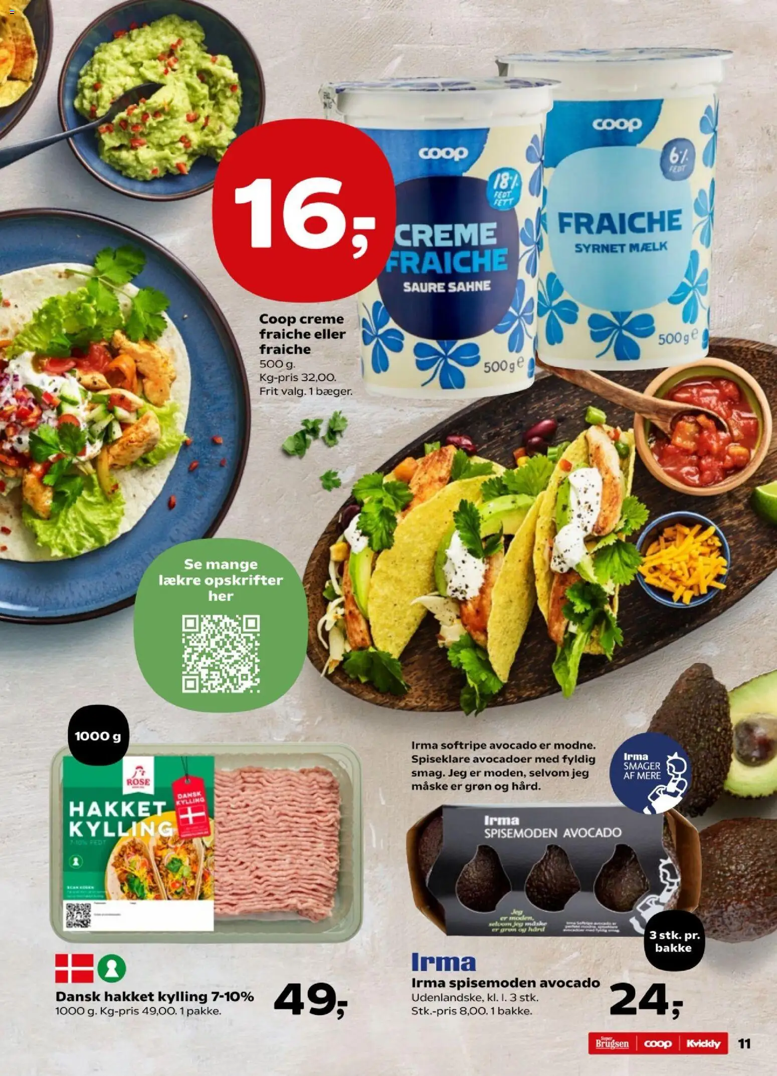 Super Brugsen tilbudsavis – gyldig fra 16.01.2026 | Side: 11 | Produkter: Mælk, Maske, Creme fraiche, Avocado