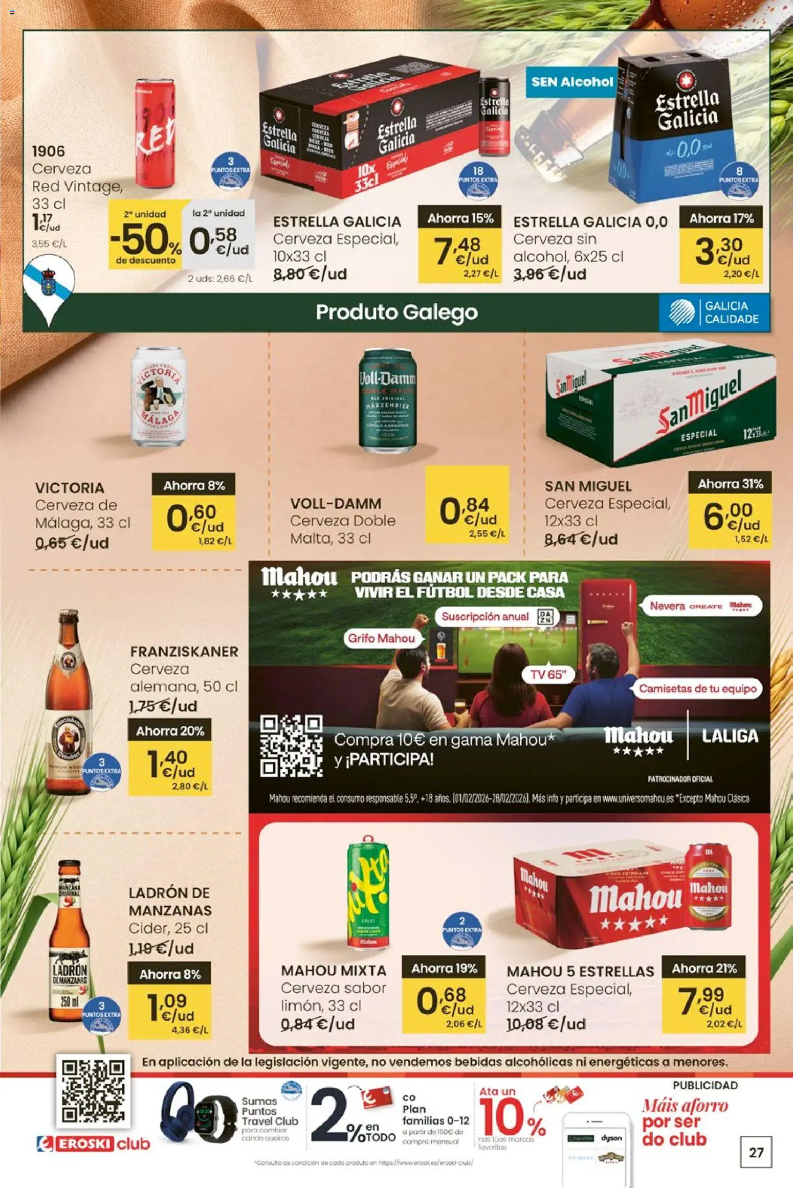Eroski - Entroido do aforro │ válido desde el 12.02.2026 | Página: 27 | Productos: Cerveza, Manzanas, Nevera