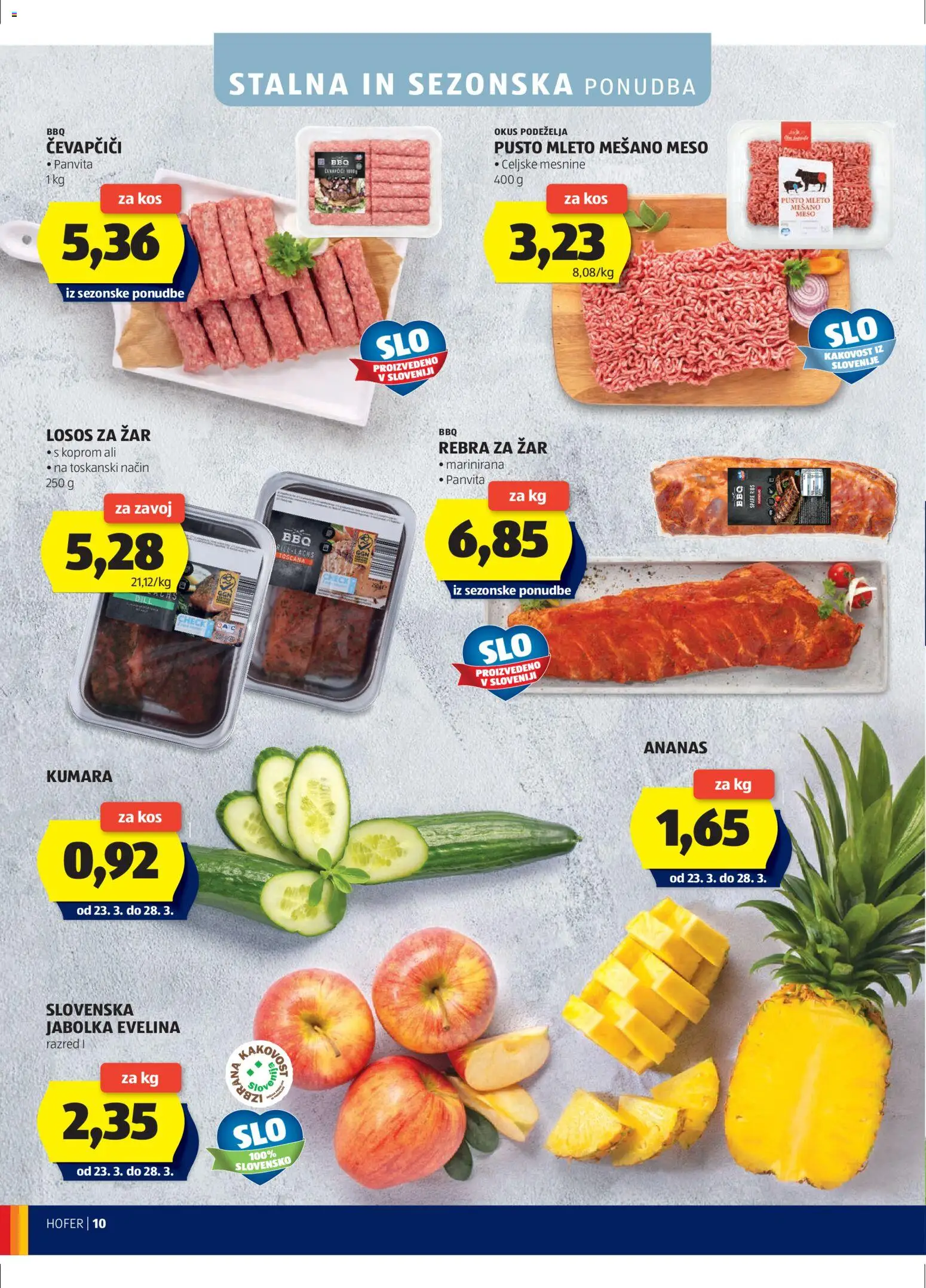 Hofer SI katalog | vrijedi od 18.03.2026 | Stranica: 10 | Proizvodi: Meso, Ananas, Losos, Ćevapčići