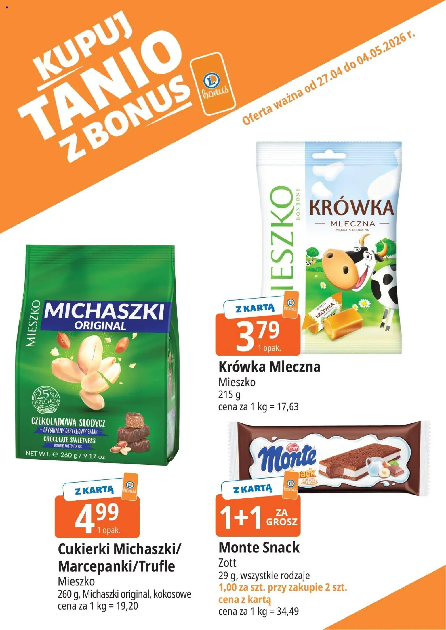 E.Leclerc gazetka - Zamość kupony dodatkowe od 27.04.2026 | Strona: 12 | Produkty: Karta, Czekoladowa, Krowka, Cukierki