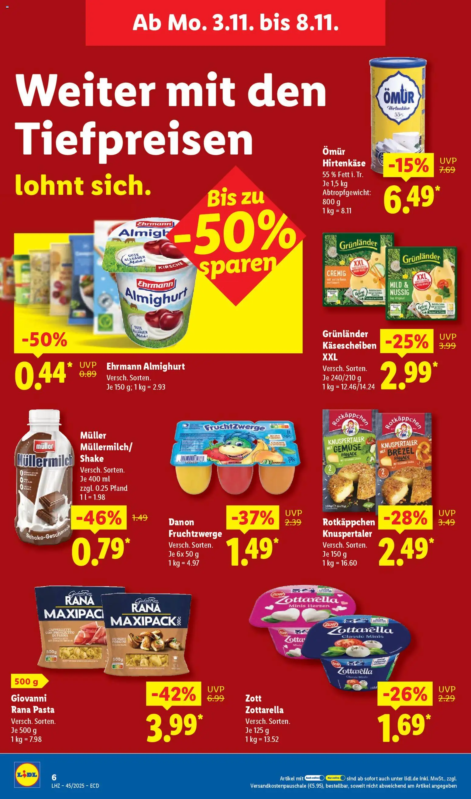 Lidl - Prospekt – gültig ab 03.11.2025 | Seite: 12 | Produkte: Ehrmann almighurt, Rotkäppchen, Pasta, Müllermilch