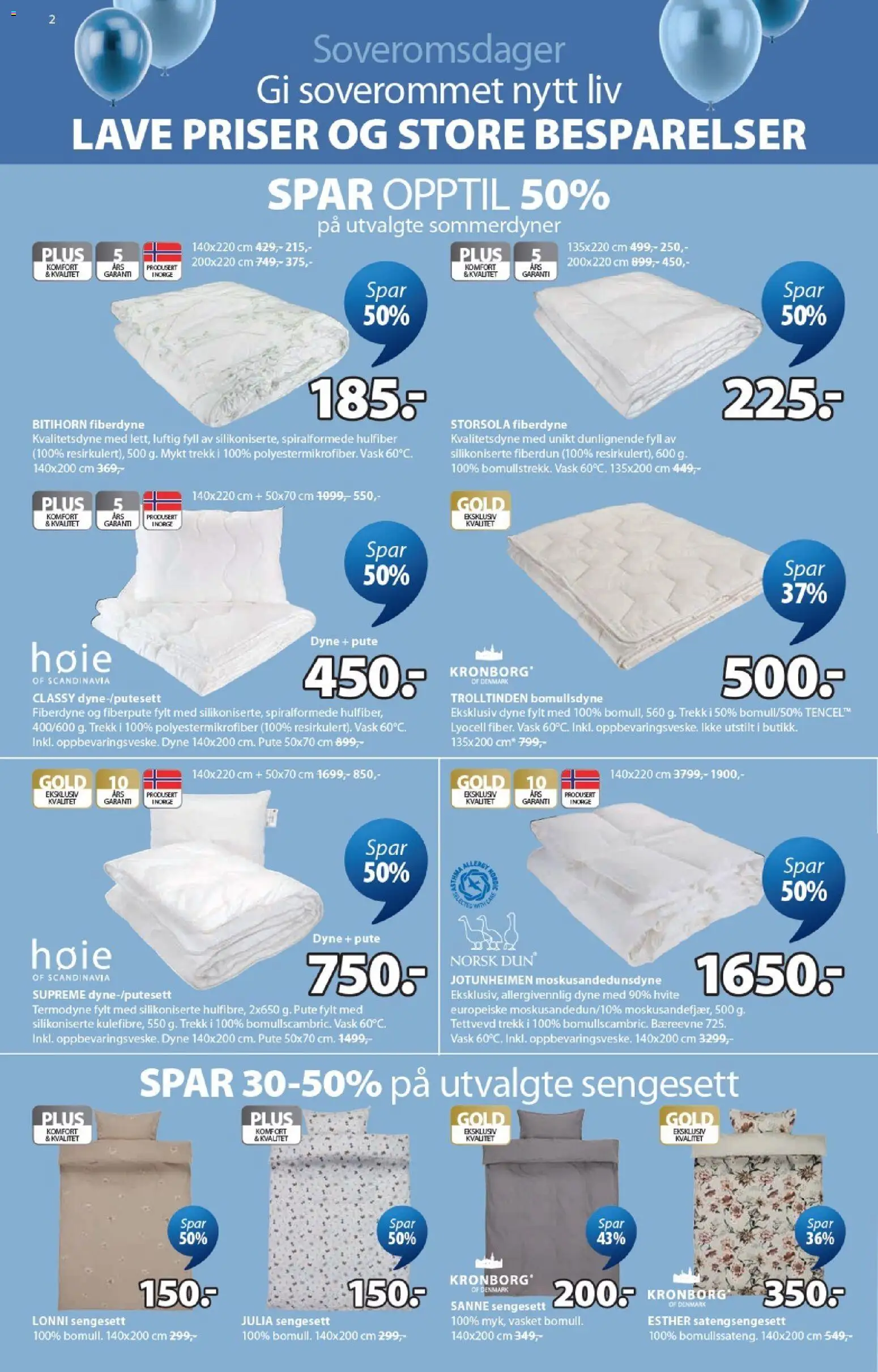 {H1} | Side: 2 | Produkter: Dyne, Vask, Pute