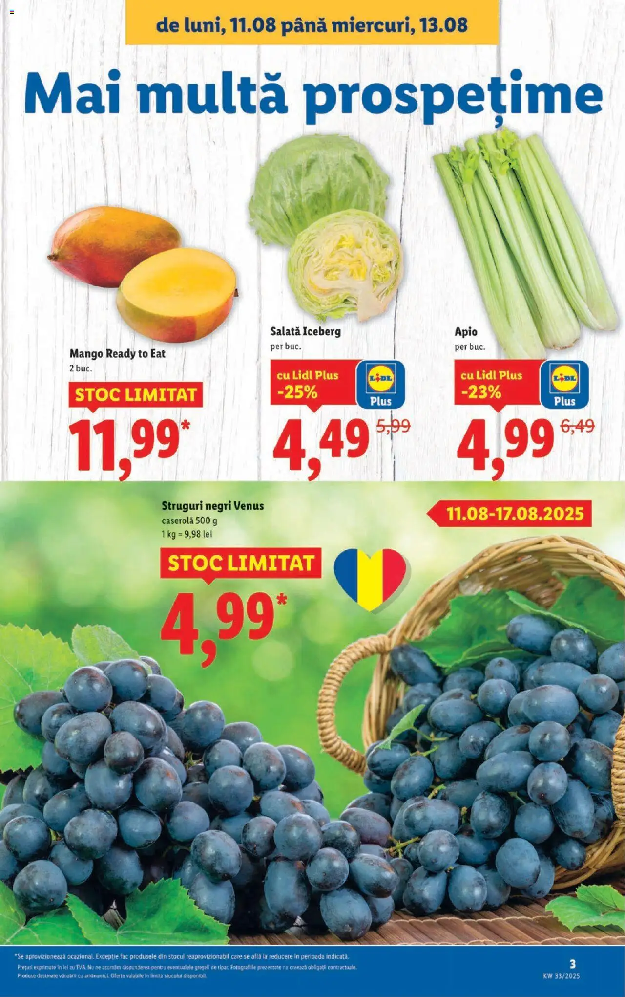 Catalog Lidl – valabil de la 11.08.2025 | Pagină: 3 | Produse: Struguri, Salată, Mango