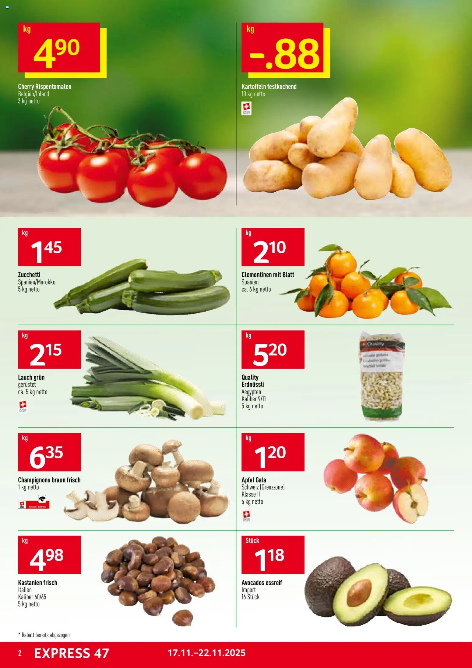 Prodega Aktionen – gültig ab 17.11.2025 | Seite: 2 | Produkte: Champignons, Äpfel, Kartoffeln
