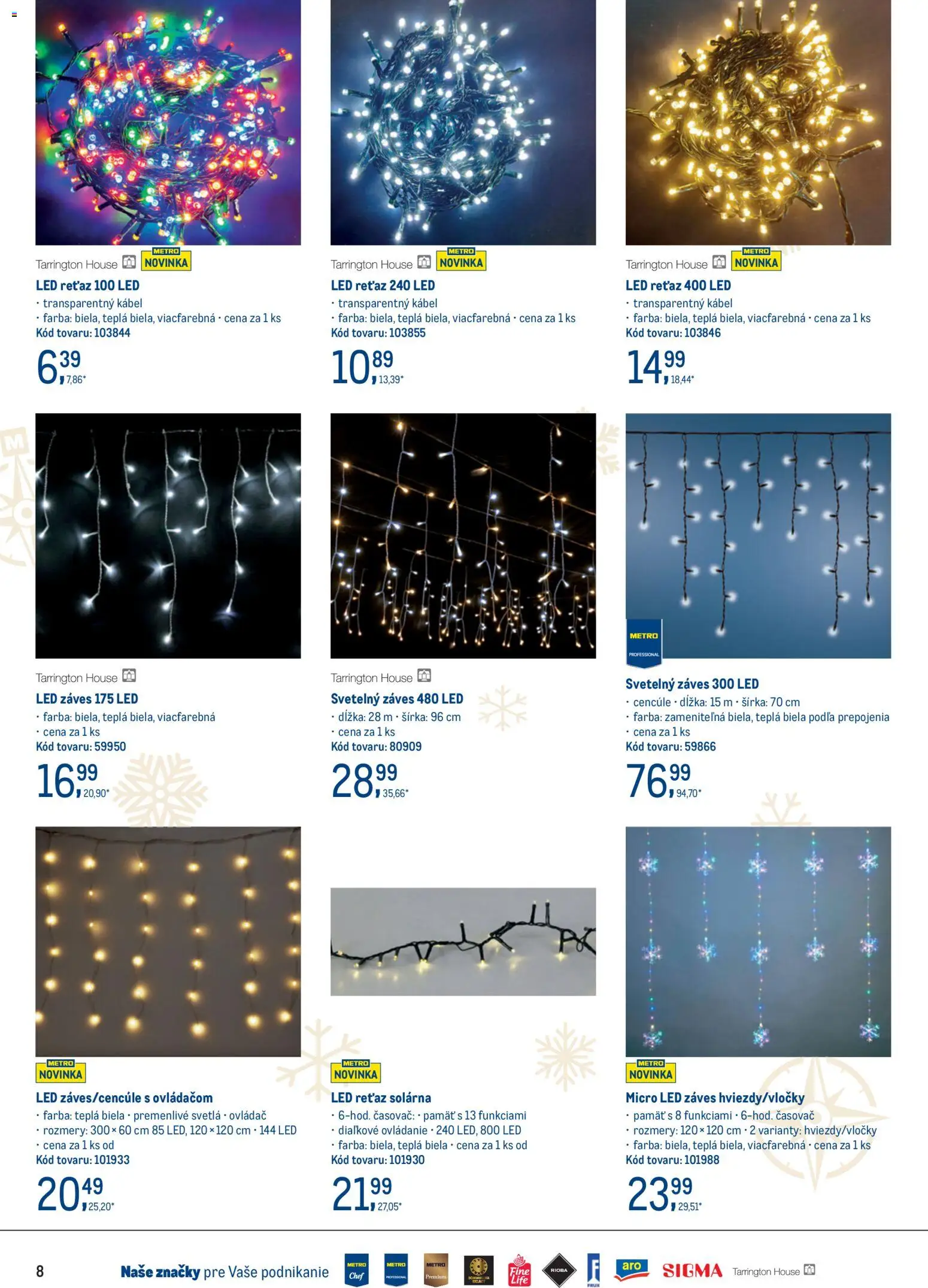 Nové Metro akcie – leták je platný od 22.10.2025 | Strana: 8 | Produkty: Led, Kábel, Svetlá
