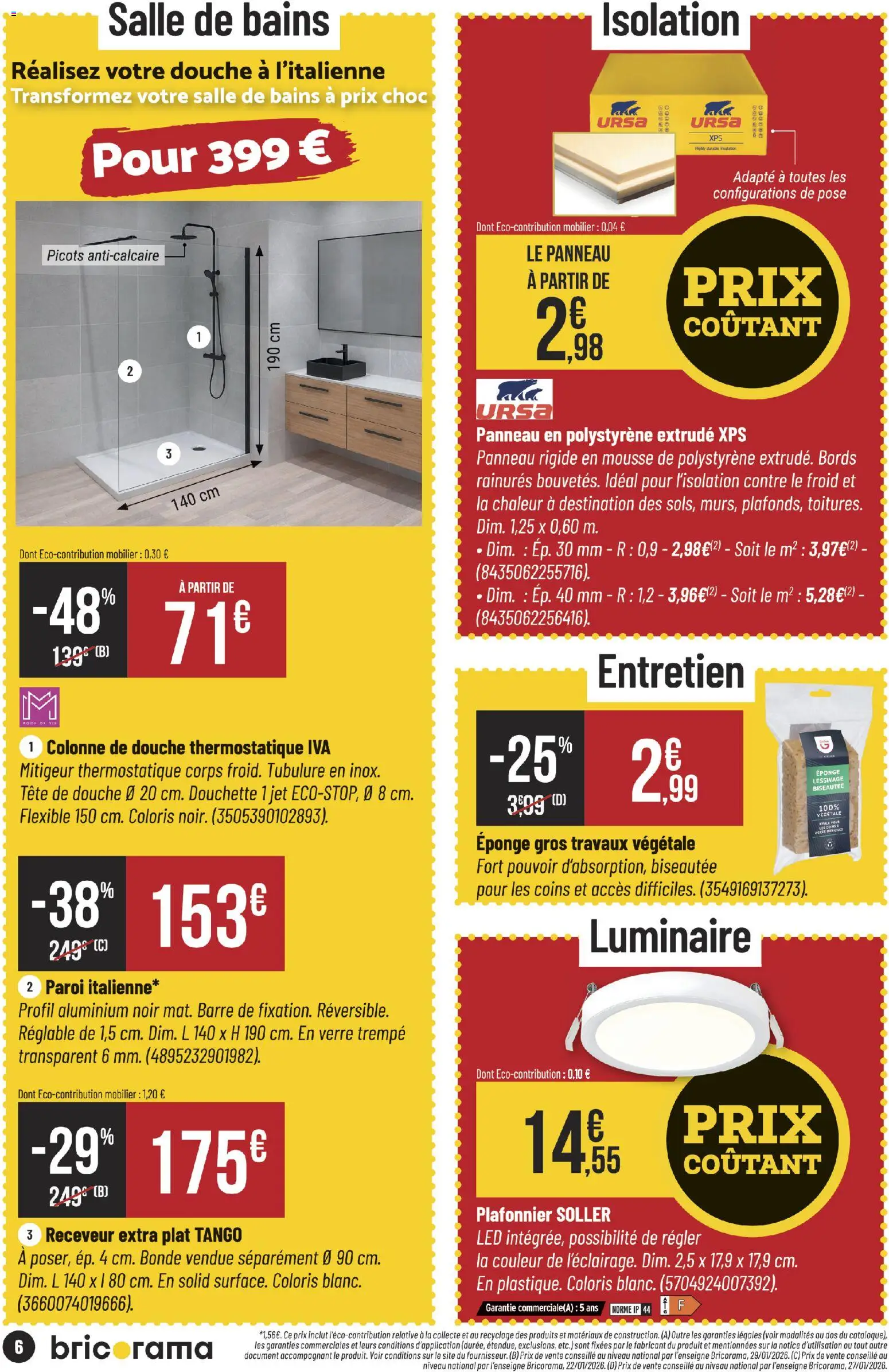 {H1} | Page: 6 | Produits: Plafonnier, Eponge, Mousse, Douche