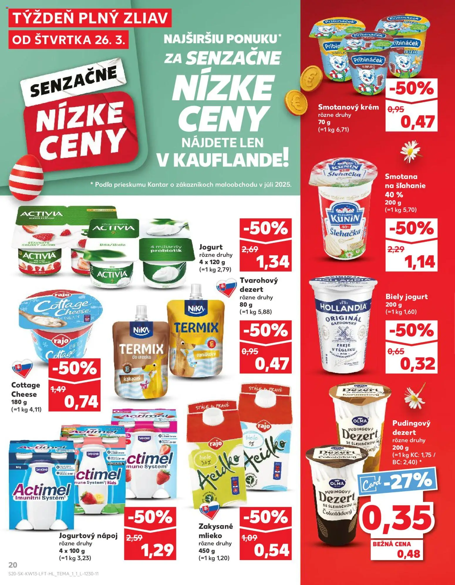 Nové Kaufland akcie – leták je platný od 26.03.2026 | Strana: 20 | Produkty: Jogurt, Krém, Zakysané mlieko, Kakao