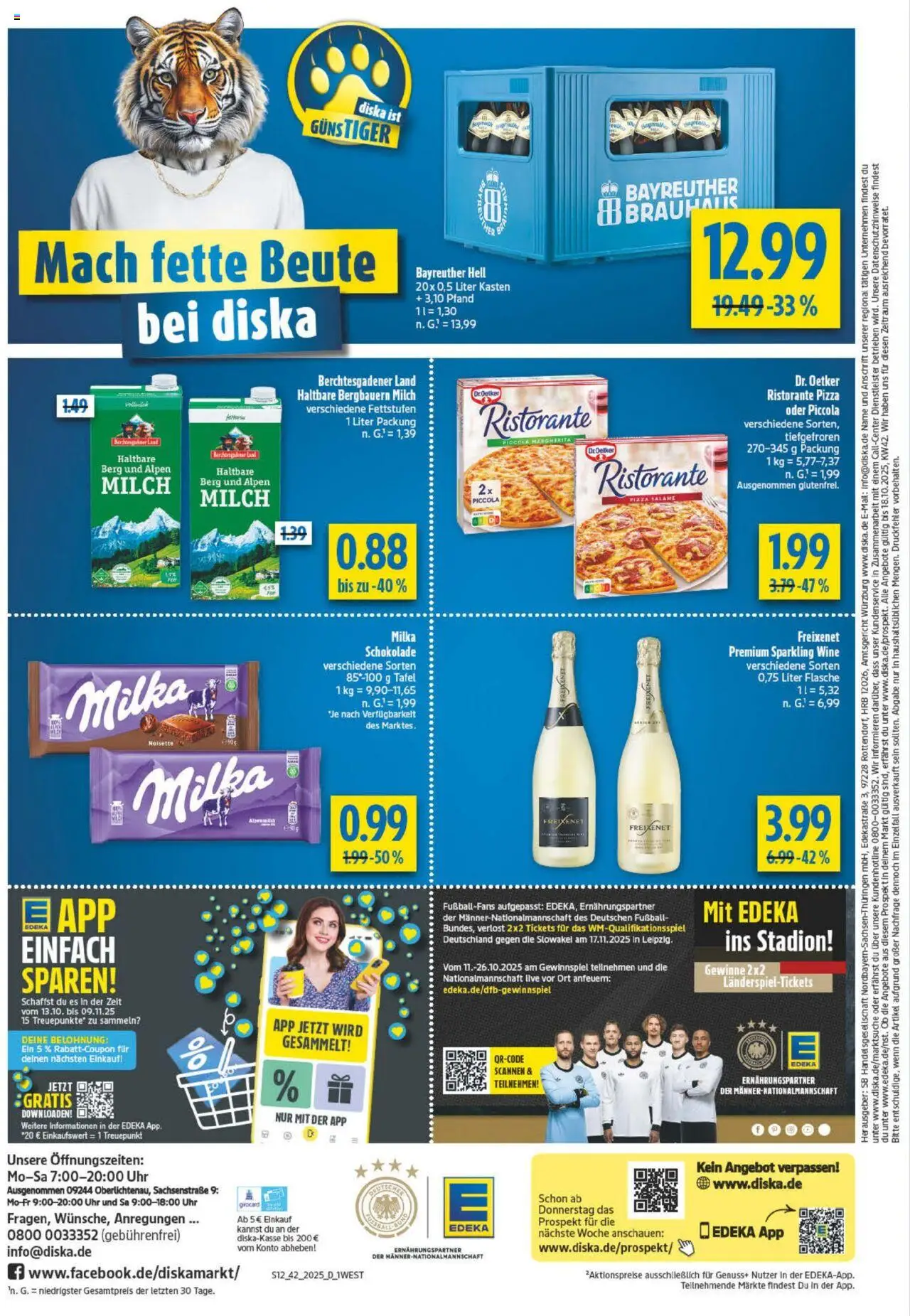 Diska - diska Angebote Bayern KW42 – gültig ab 13.10.2025 | Seite: 12 | Produkte: Ristorante, Schokolade, Milka, Pizza