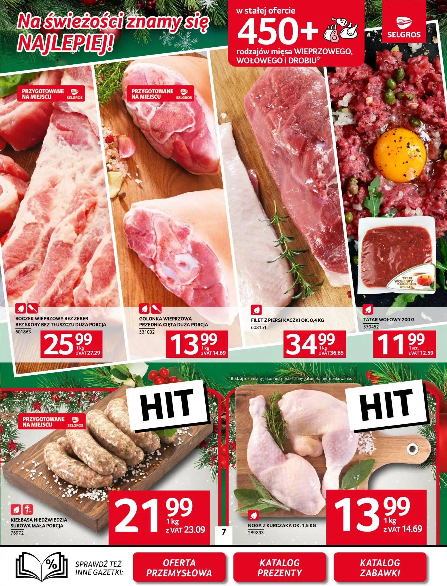 Selgros cash&carry Gazetka od 20.11.2025 | Strona: 7 | Produkty: Kiełbasa, Tatar wołowy, Boczek wieprzowy, Tatar