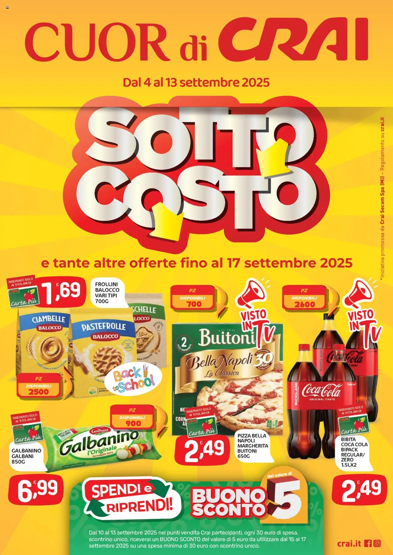 Volantino CRAI del 04.09.2025 | Pagina: 1 | Prodotti: Pizza, Panna, Formaggio, Frollini