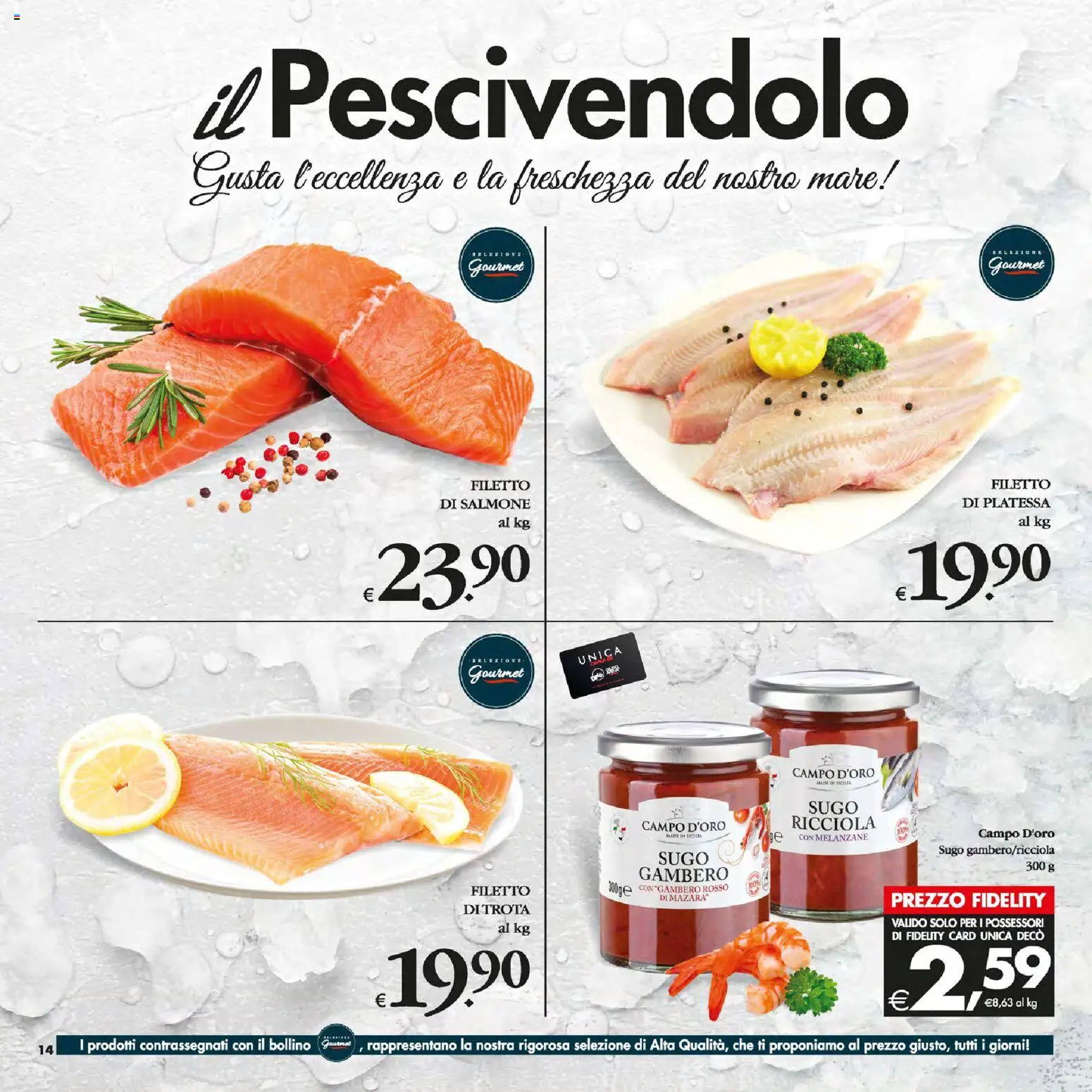 Volantino Decò del 13.01.2026 | Pagina: 14 | Prodotti: Salmone, Trota, Melanzane, Sugo