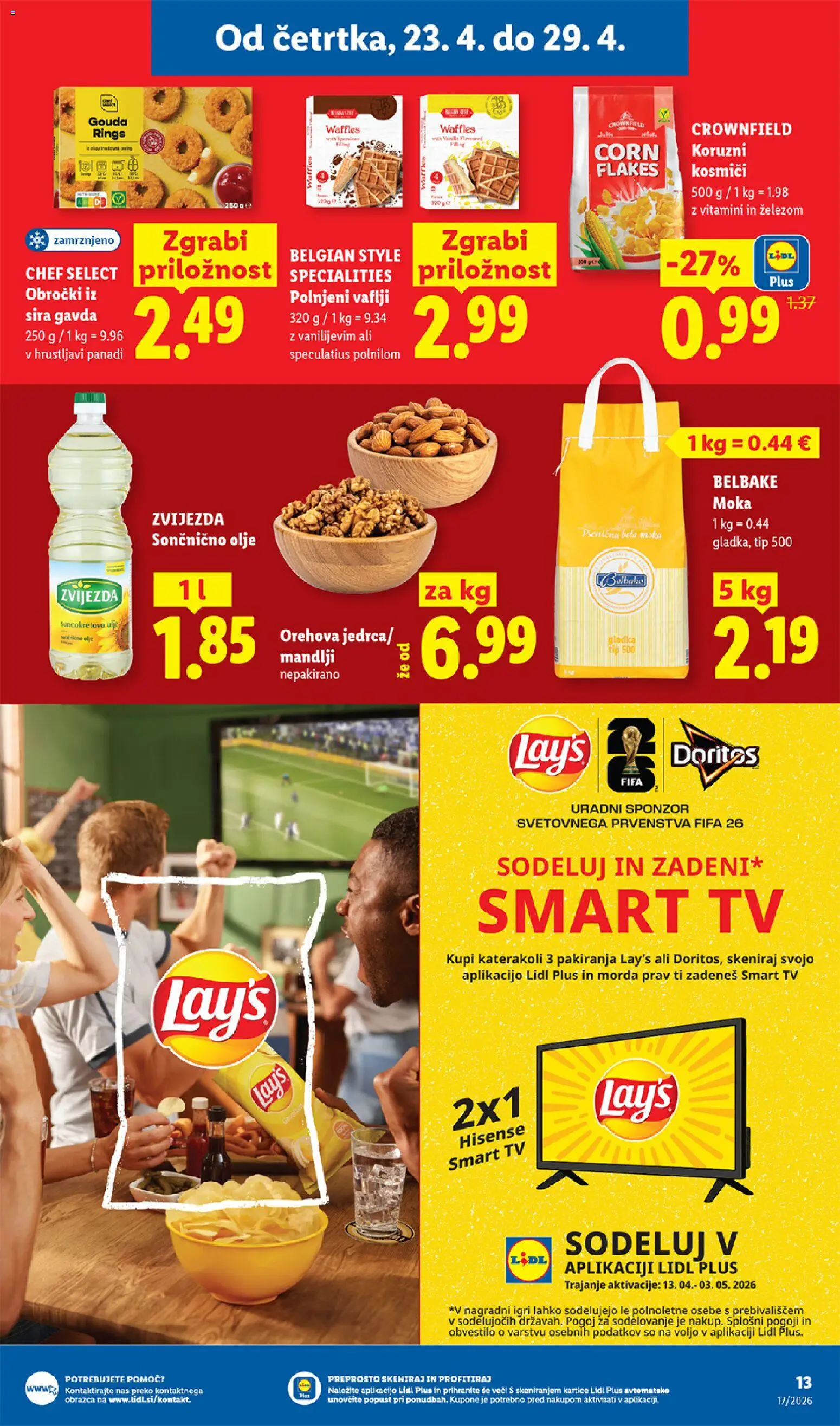 Novi Lidl katalog ponudbe – veljaven od 23.04.2026 | Stran: 17 | Izdelki: Tv, Mandlji, Olje, Kosmici