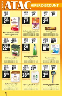 Auchan Gazetka - ATAC Hiper Discount od 18.09.2025 | Strona: 2 | Produkty: Owsianka, Maszynka do golenia, Jeleń, Woda