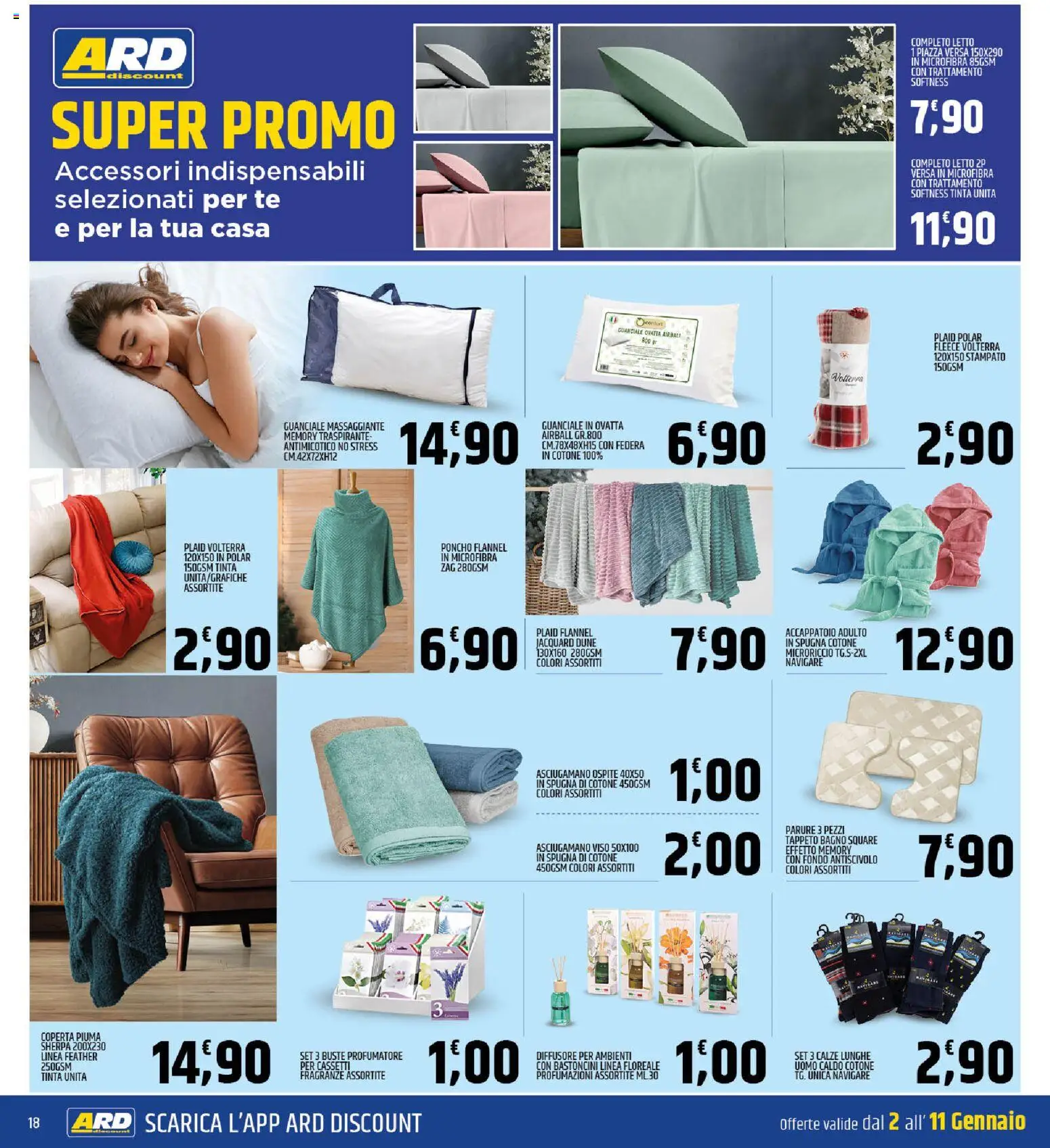 Volantino ARD Discount del 02.01.2026 | Pagina: 18 | Prodotti: Spugna, Accappatoio, Coperta, Guanciale