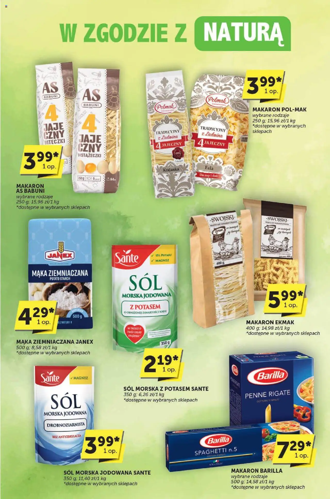Groszek Gazetka - Katalog od 21.08.2025 | Strona: 10 | Produkty: Makaron Barilla, Mąka ziemniaczana, Sól morska, Sól