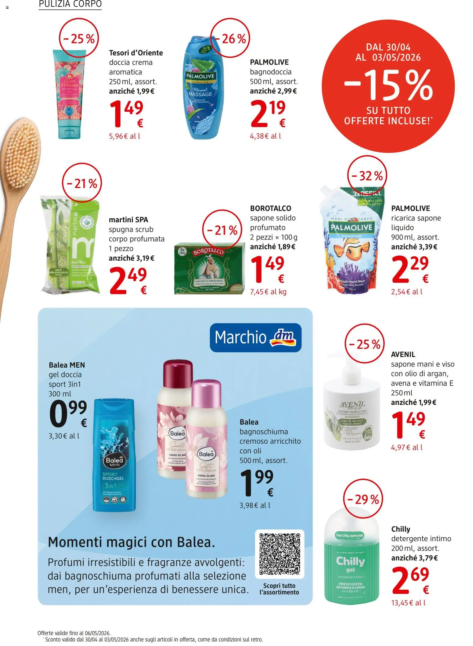 Volantino dm drogerie markt del 30.04.2026 | Pagina: 6 | Prodotti: Spugna, Detergente, Scrub, Intimo
