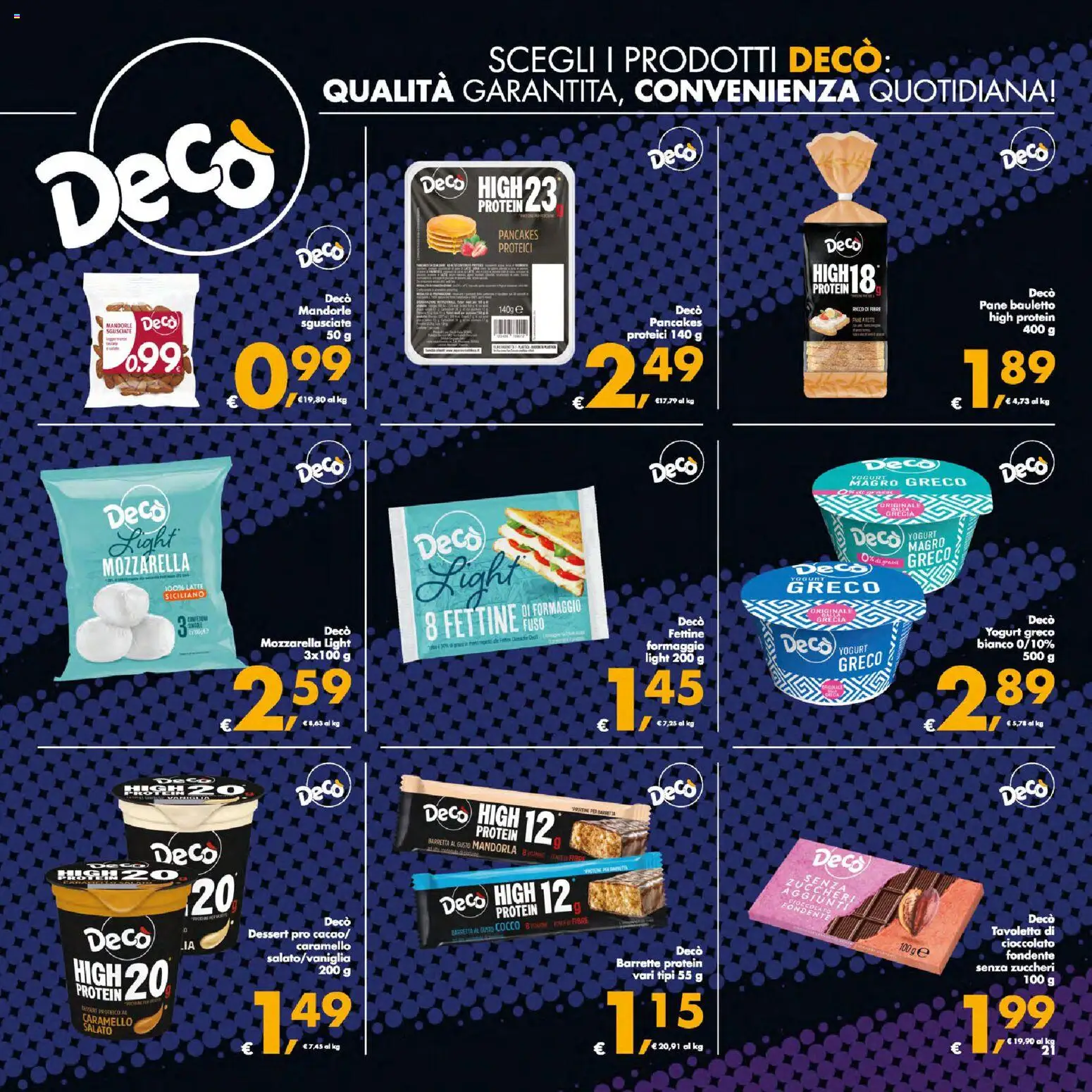 Volantino Decò del 05.01.2026 | Pagina: 21 | Prodotti: Yogurt greco, Cioccolato, Formaggio, Barretta