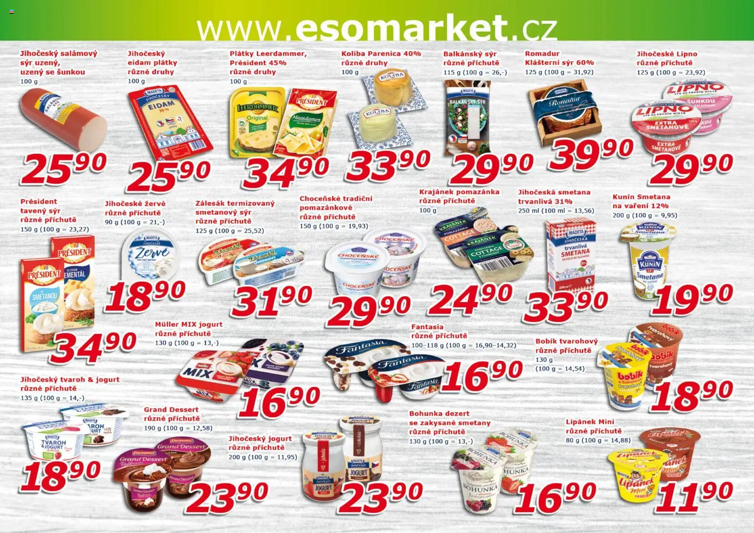 Eso market leták od 12.11.2025 | Strana: 4 | Produkty: Tavený sýr, Jogurt, Leerdammer, Cottage
