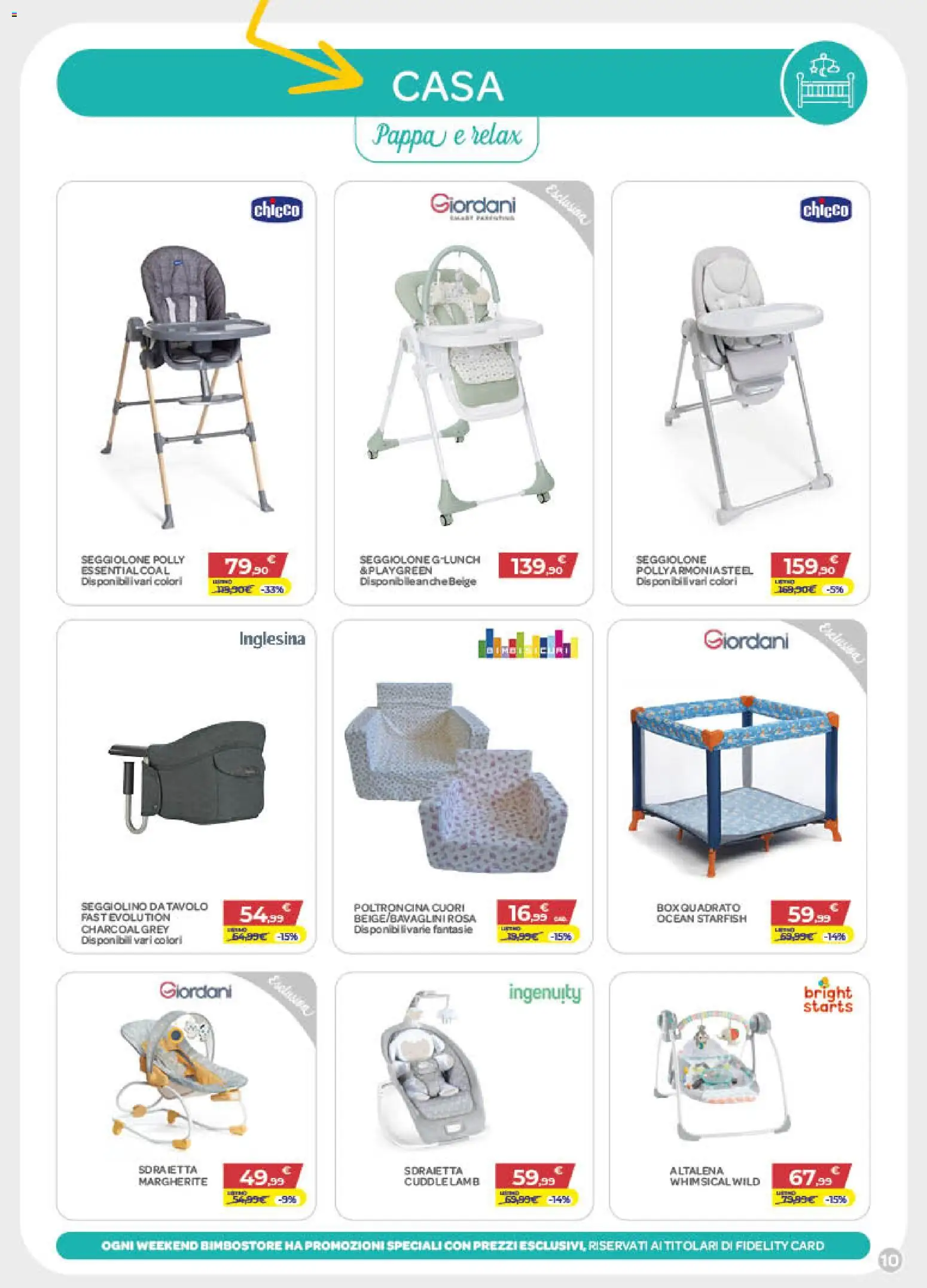 Volantino Bimbo store del 09.01.2026 | Pagina: 10 | Prodotti: Altalena, Seggiolino, Tavolo