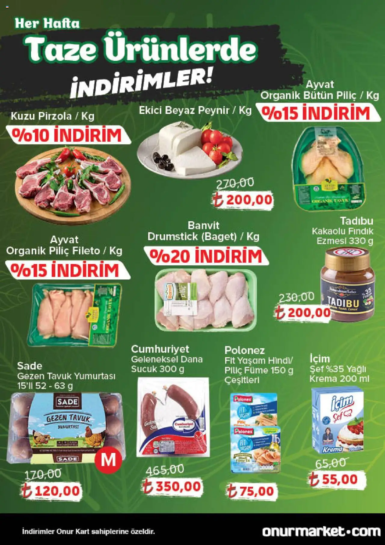 Onur Market Katalog Gurme - Istanbul - 09.10.2025 tarihinden itibaren geçerlidir | Sayfa: 2 | Ürünler: Peynir, Ekici, Pirzola, Sucuk