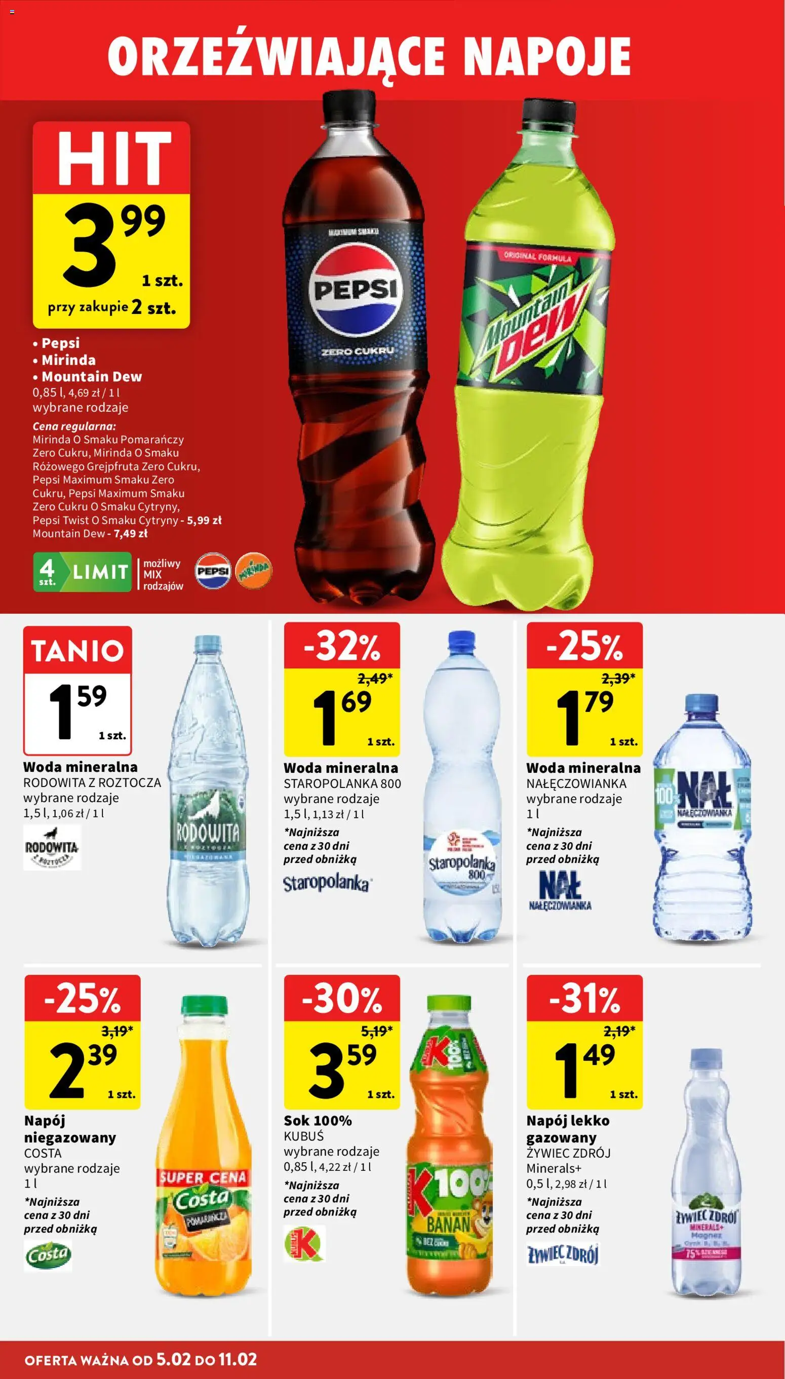 Intermarche Gazetka od 05.02.2026 | Strona: 32 | Produkty: Pepsi, Sok, Banan, Woda