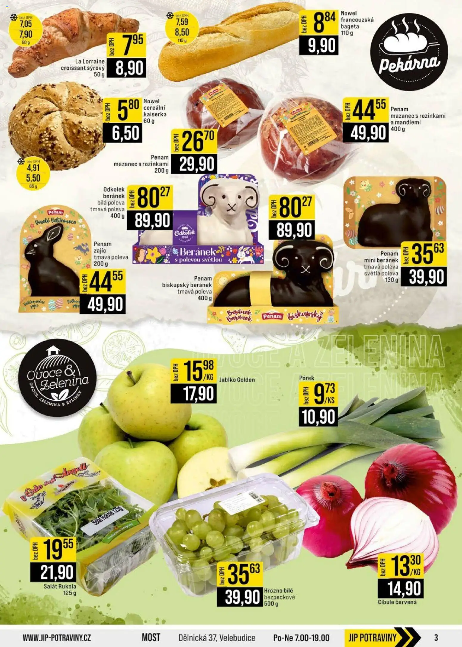 Jip leták - Cash & Carry od 01.04.2026 | Strana: 3 | Produkty: Kaiserka, Zelenina, Mazanec, Ovoce zelenina