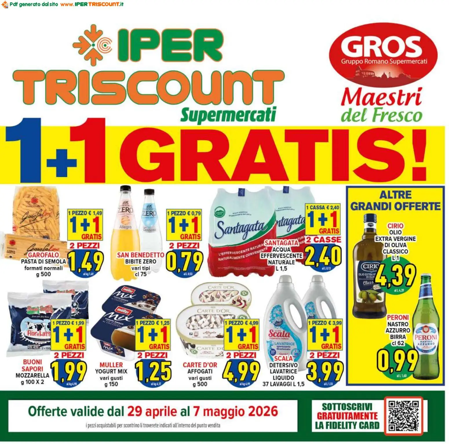 Volantino Ipertriscount del 29.04.2026 | Pagina: 1 | Prodotti: Yogurt, Acqua, Bibite, Scala