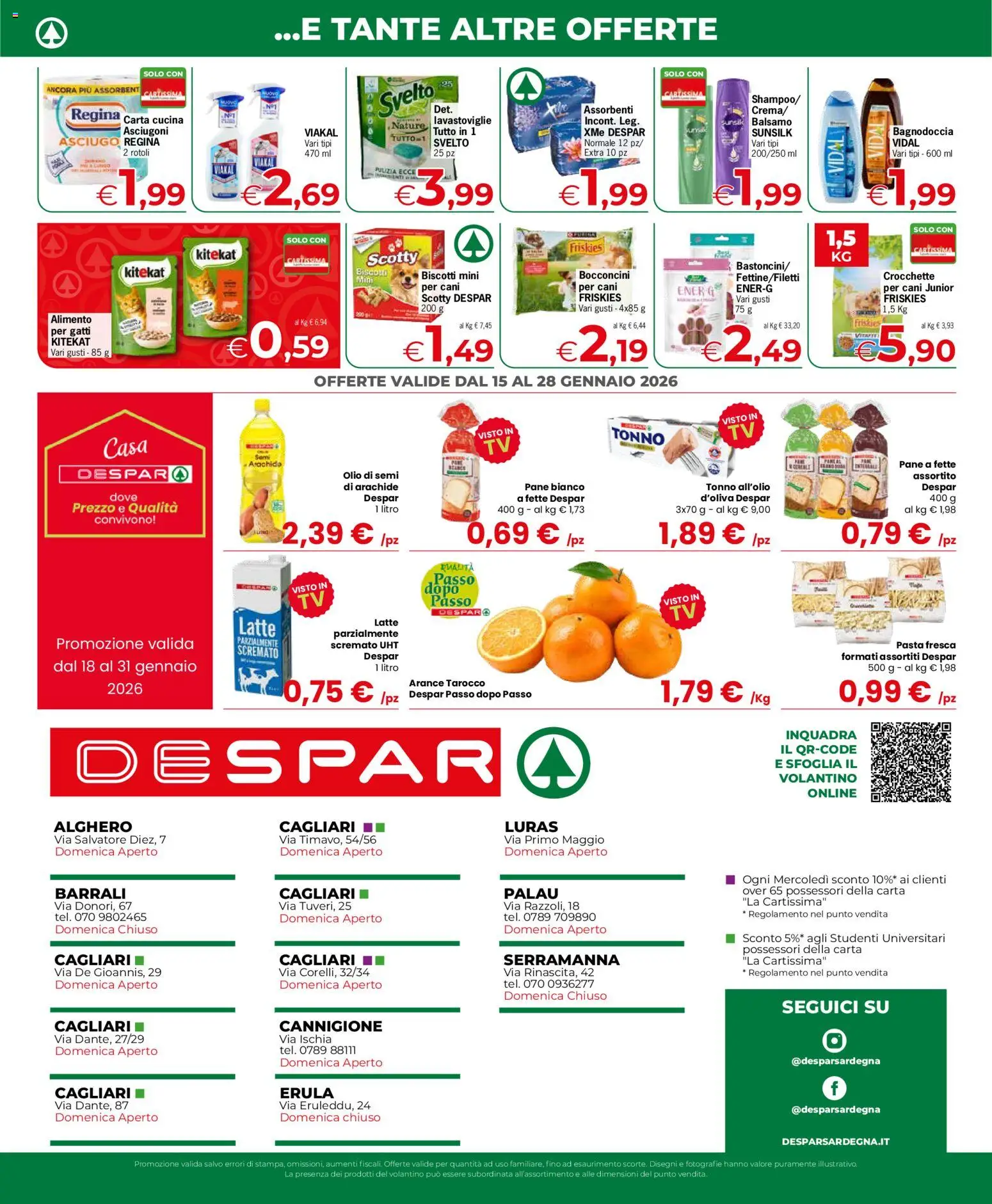 Volantino Despar del 15.01.2026 | Pagina: 4 | Prodotti: Pane, Biscotti, Olio, Lavastoviglie