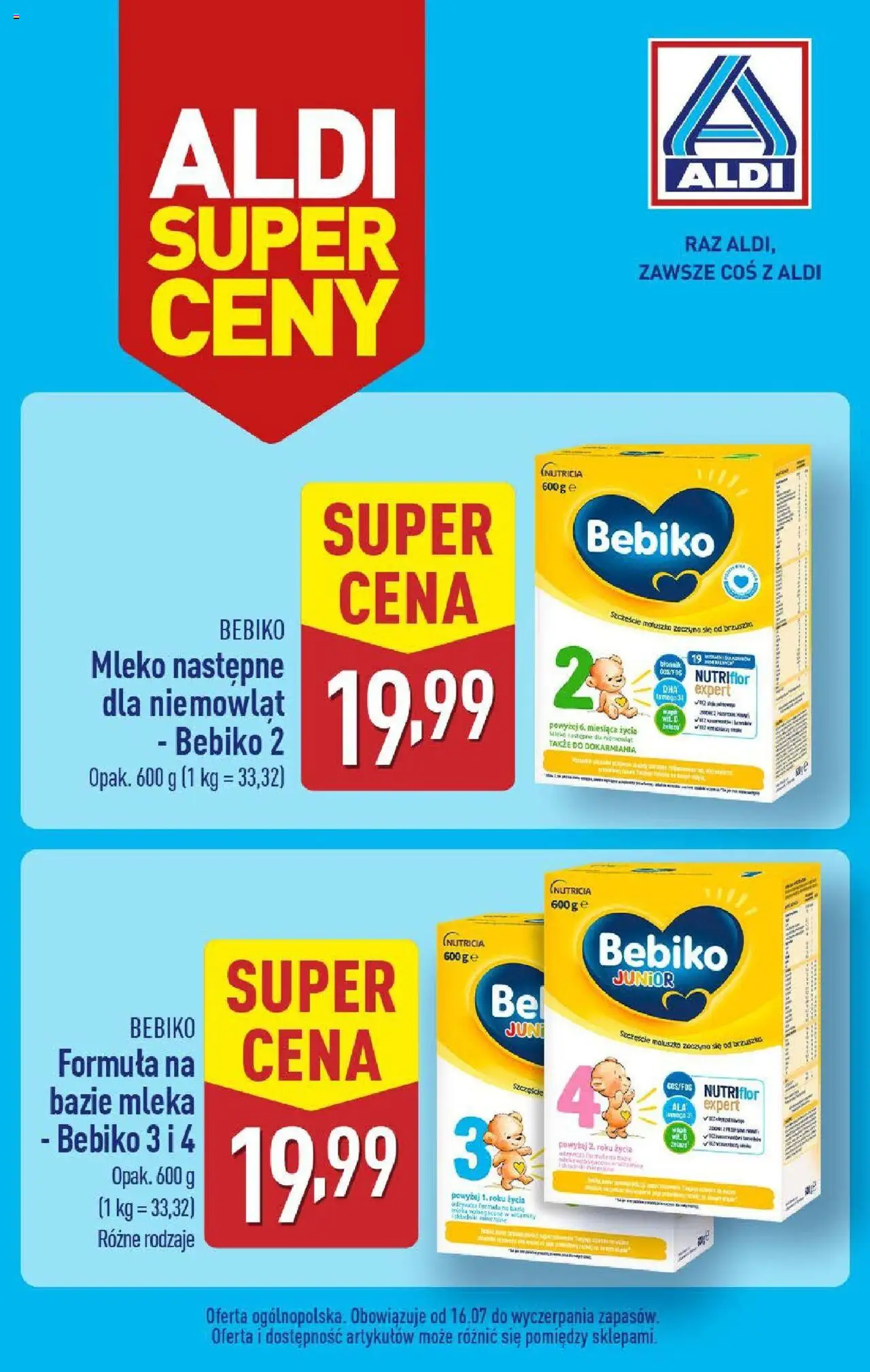 Aldi Gazetka - Promocja Bebiko od 21.07.2025 | Strona: 1 | Produkty: Mleka, Mleko