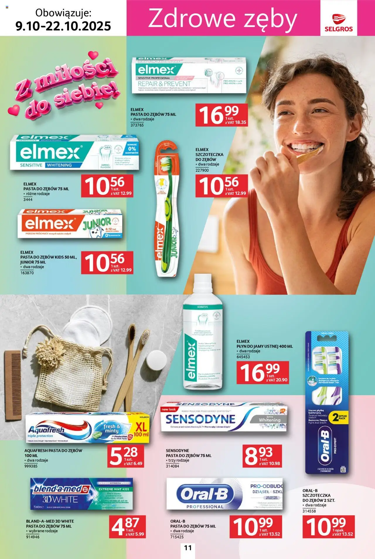 Selgros cash&carry Gazetka - Uroda od 09.10.2025 | Strona: 11 | Produkty: Pasta do zębów, Szczoteczka do zębów