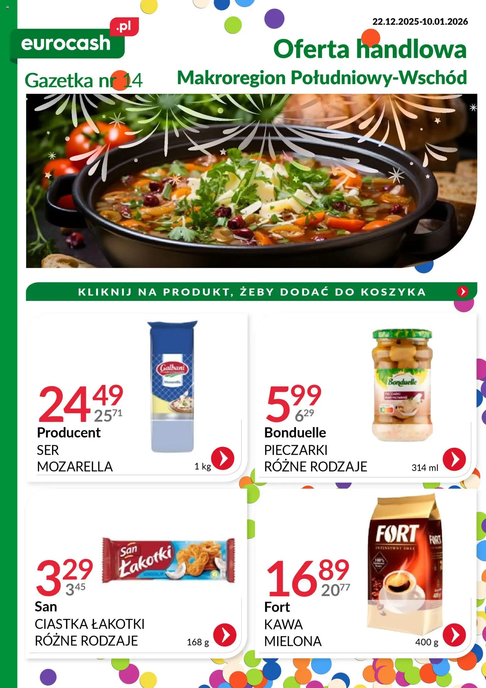 Eurocash Gazetka - Handlowa MR Południowy-Wschód od 22.12.2025 | Strona: 1 | Produkty: Pieczarki, Kawa, Ciastka