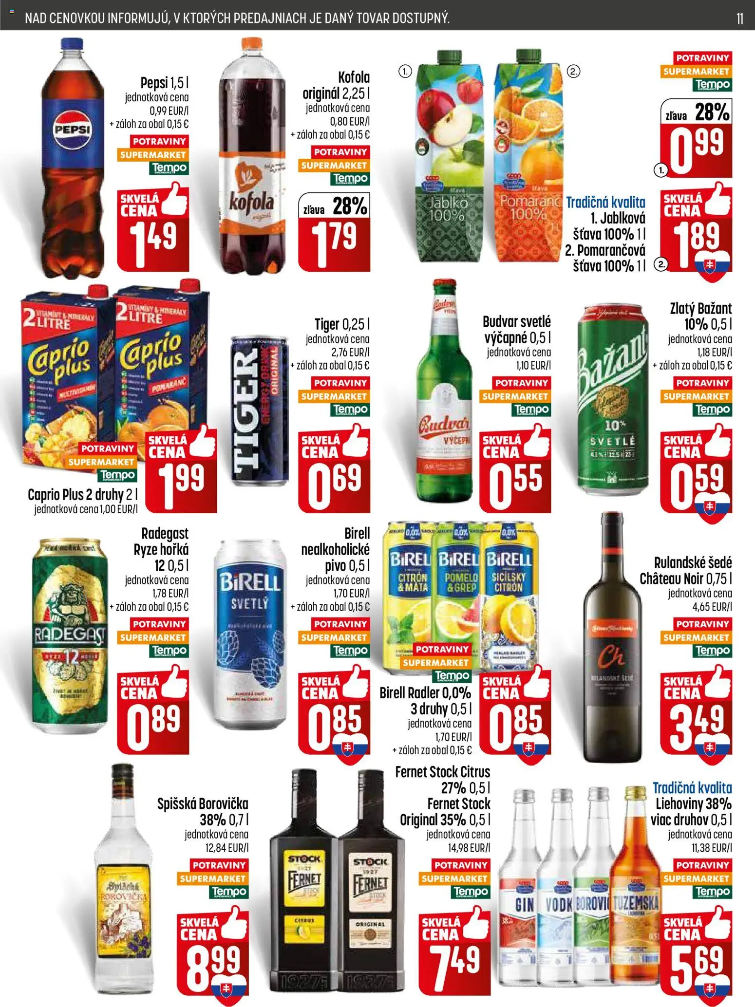 Nové COOP Jednota akcie – leták je platný od 30.04.2026 | Strana: 11 | Produkty: Pivo, Birell, Radler, Pomelo